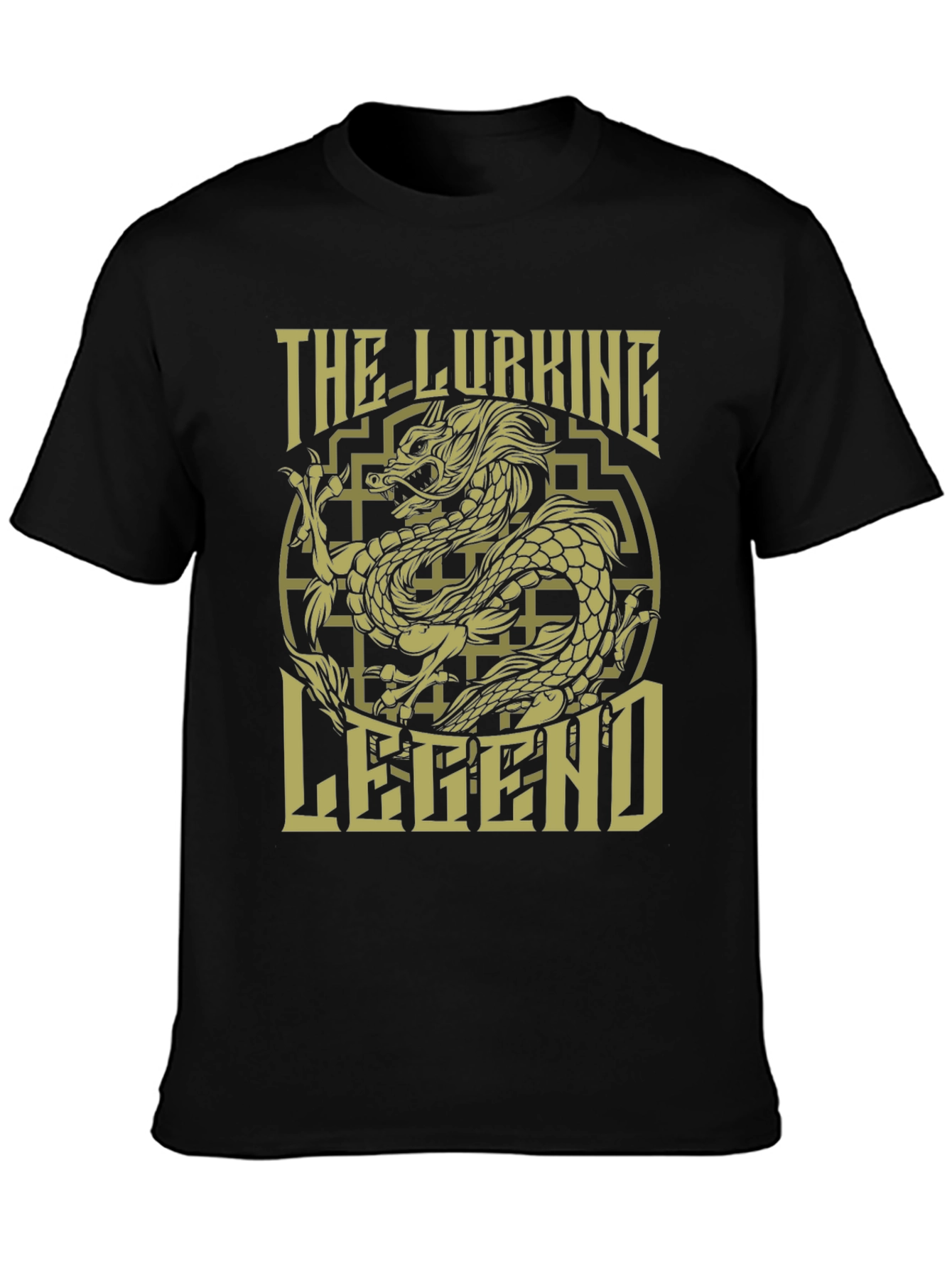 Black The Lurking Legend Dragon Graphic T-Shirt view 3