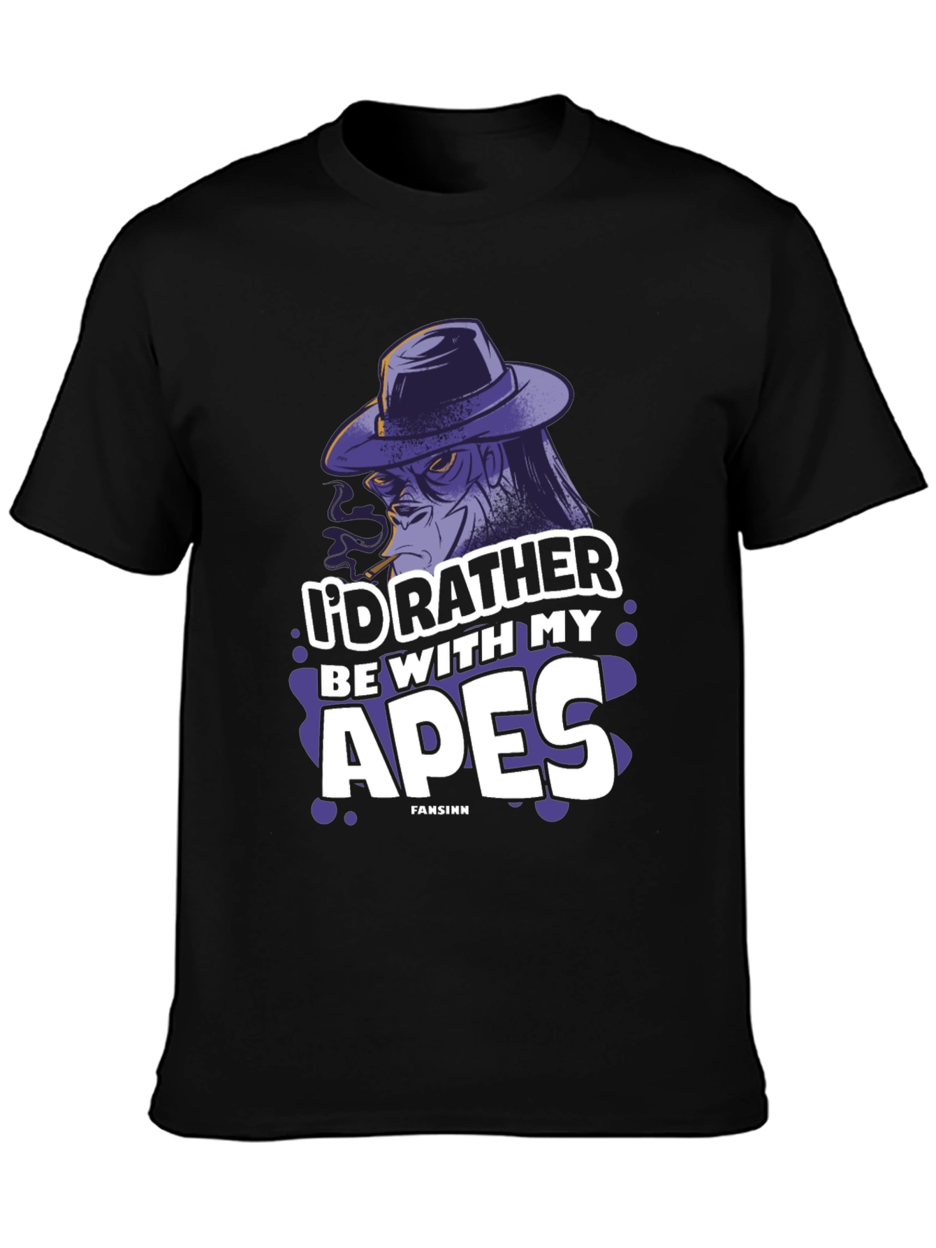 Black I'd Rather Be With My Apes T-Shirt view 3