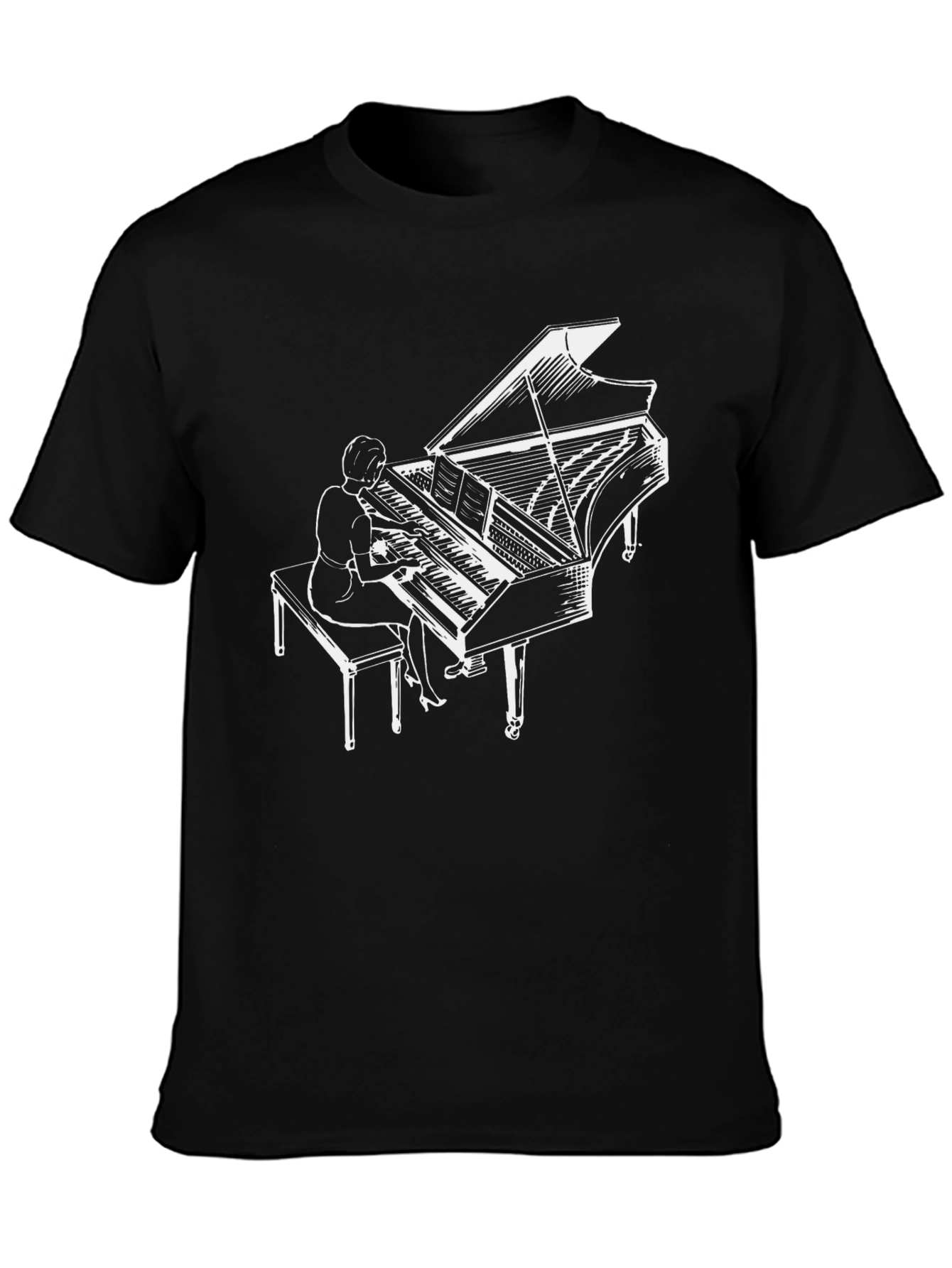 Black Piano Player Graphic Tee - Music Lover T-Shirt view 3