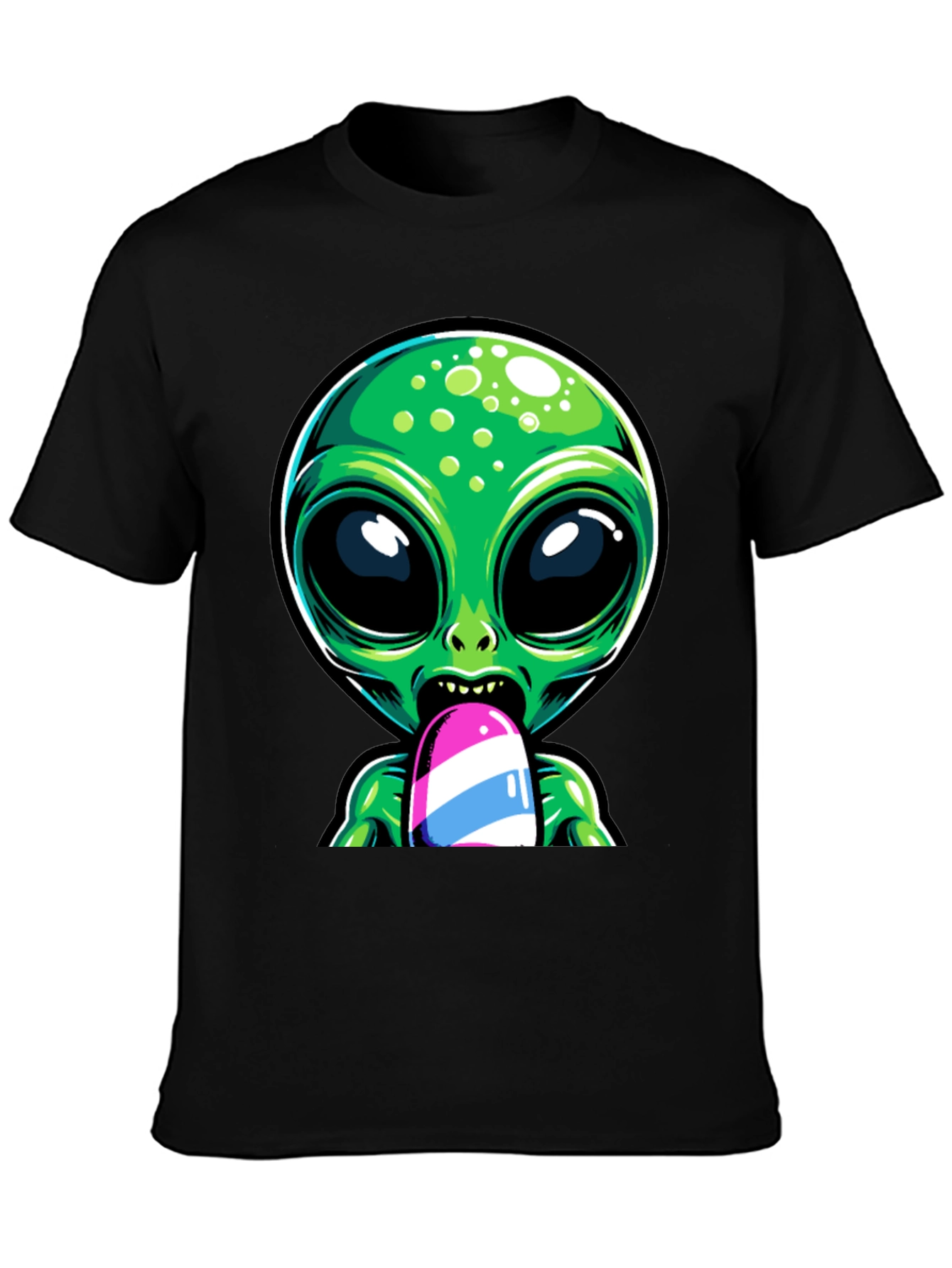 Black Alien Ice Pop Graphic Tee - Funky Casual Wear view 3