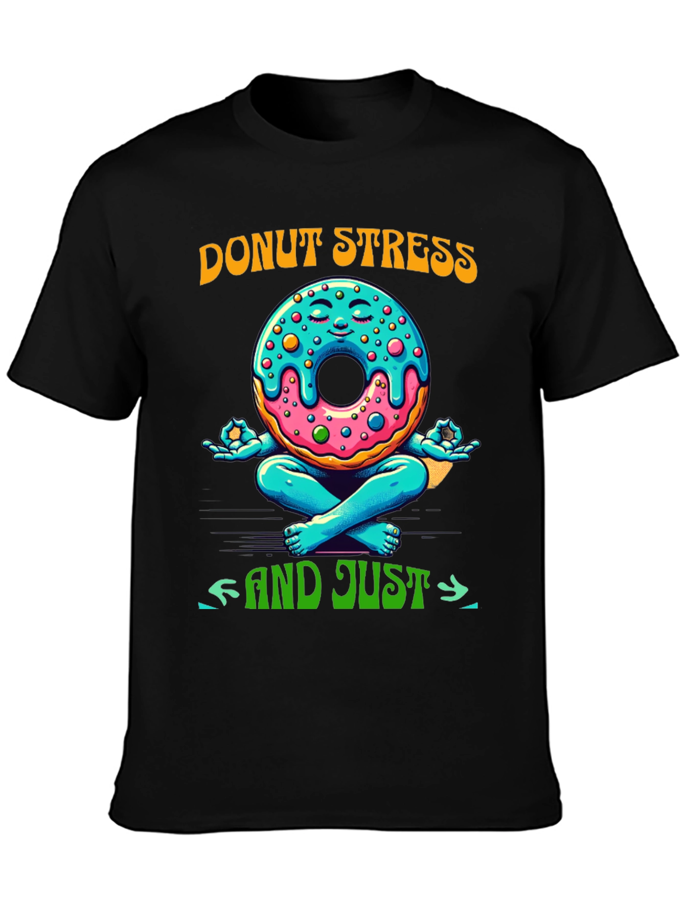 Black Donut Stress Meditating Graphic Tee view 3