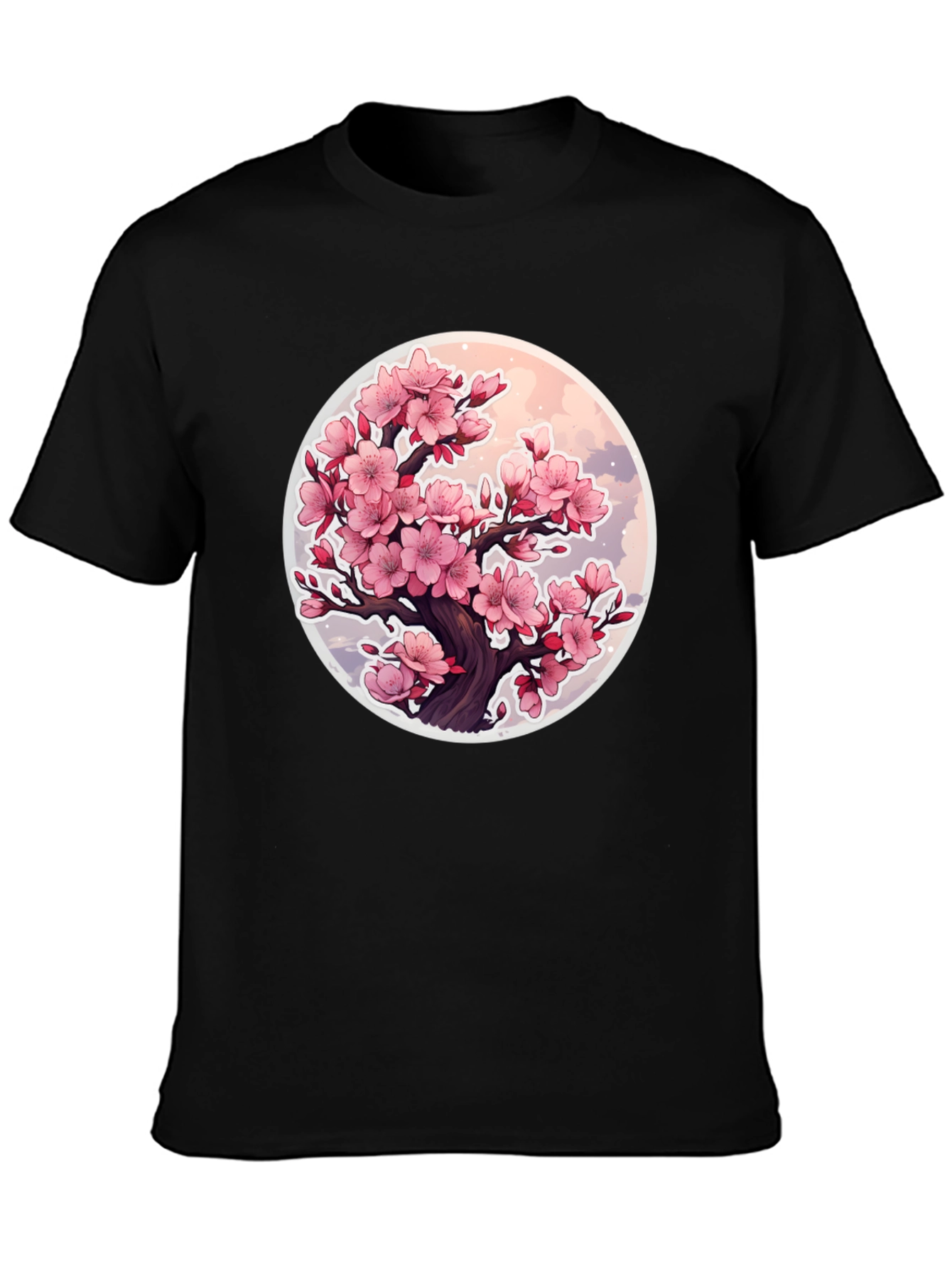 Black Cherry Blossom Tree Graphic T-Shirt - Black view 3