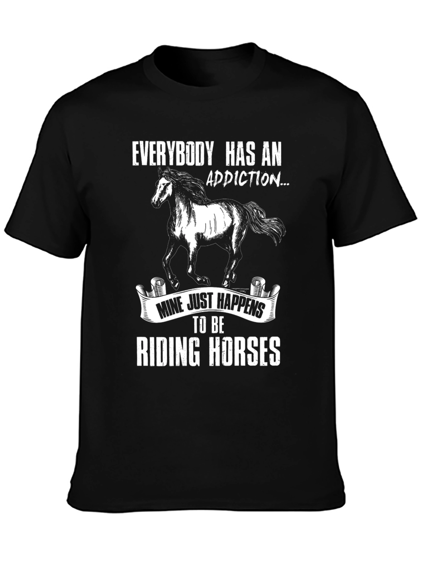 Black Riding Horses Addiction T-Shirt view 3