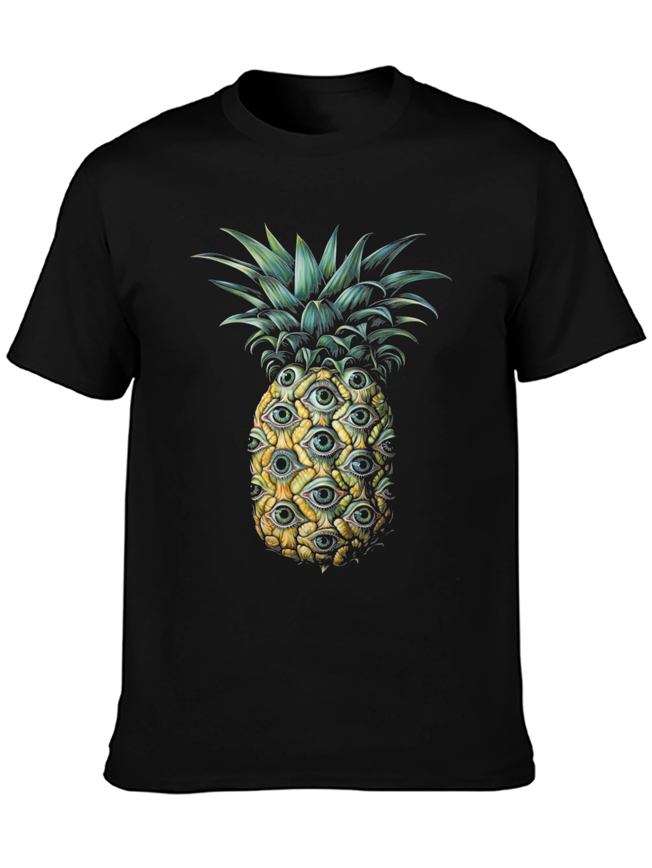 Black Eye-Catching Pineapple Graphic Tee - Unique Design view 3