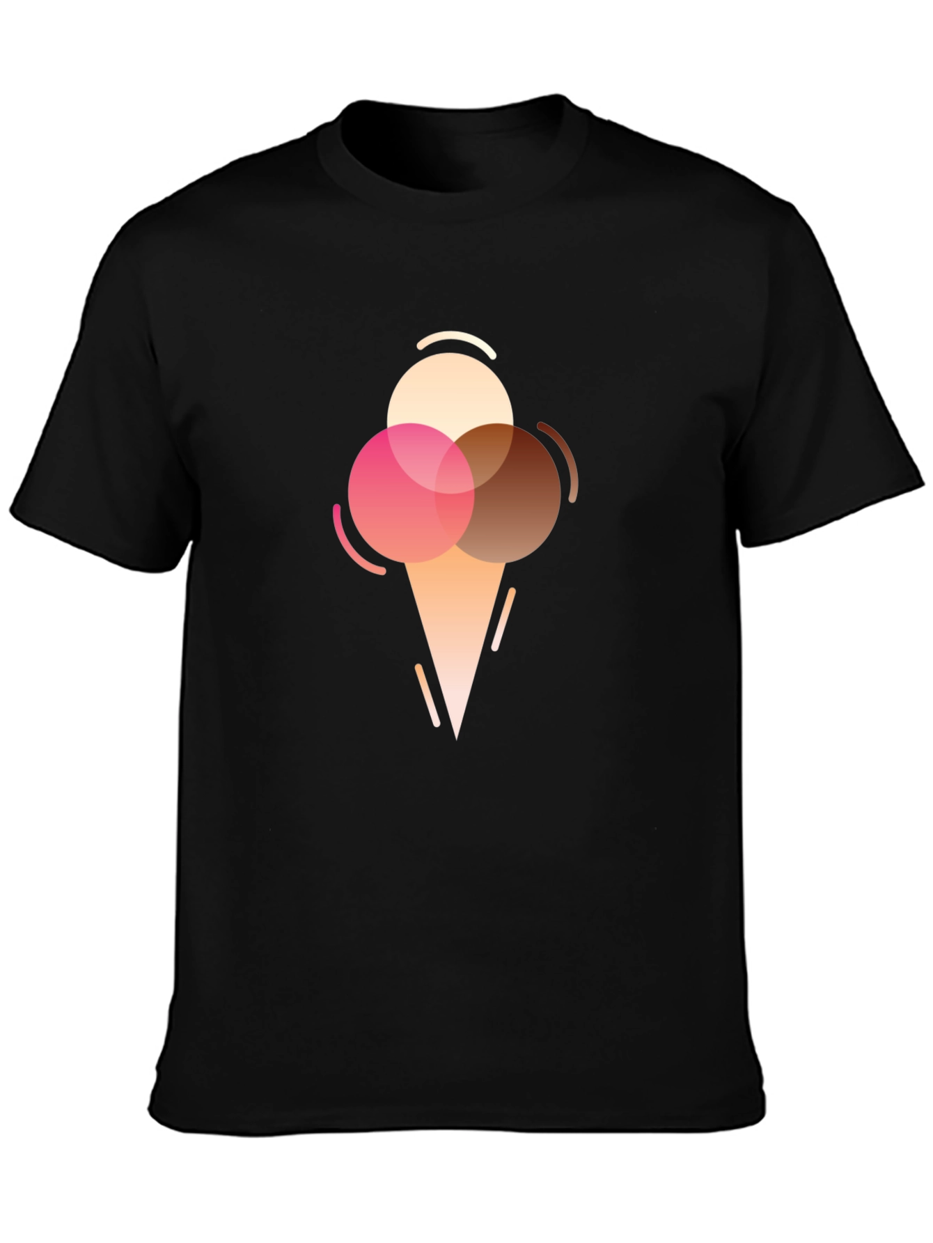 Black Ice Cream Graphic Tee - Modern Dessert Lover T-Shirt view 3