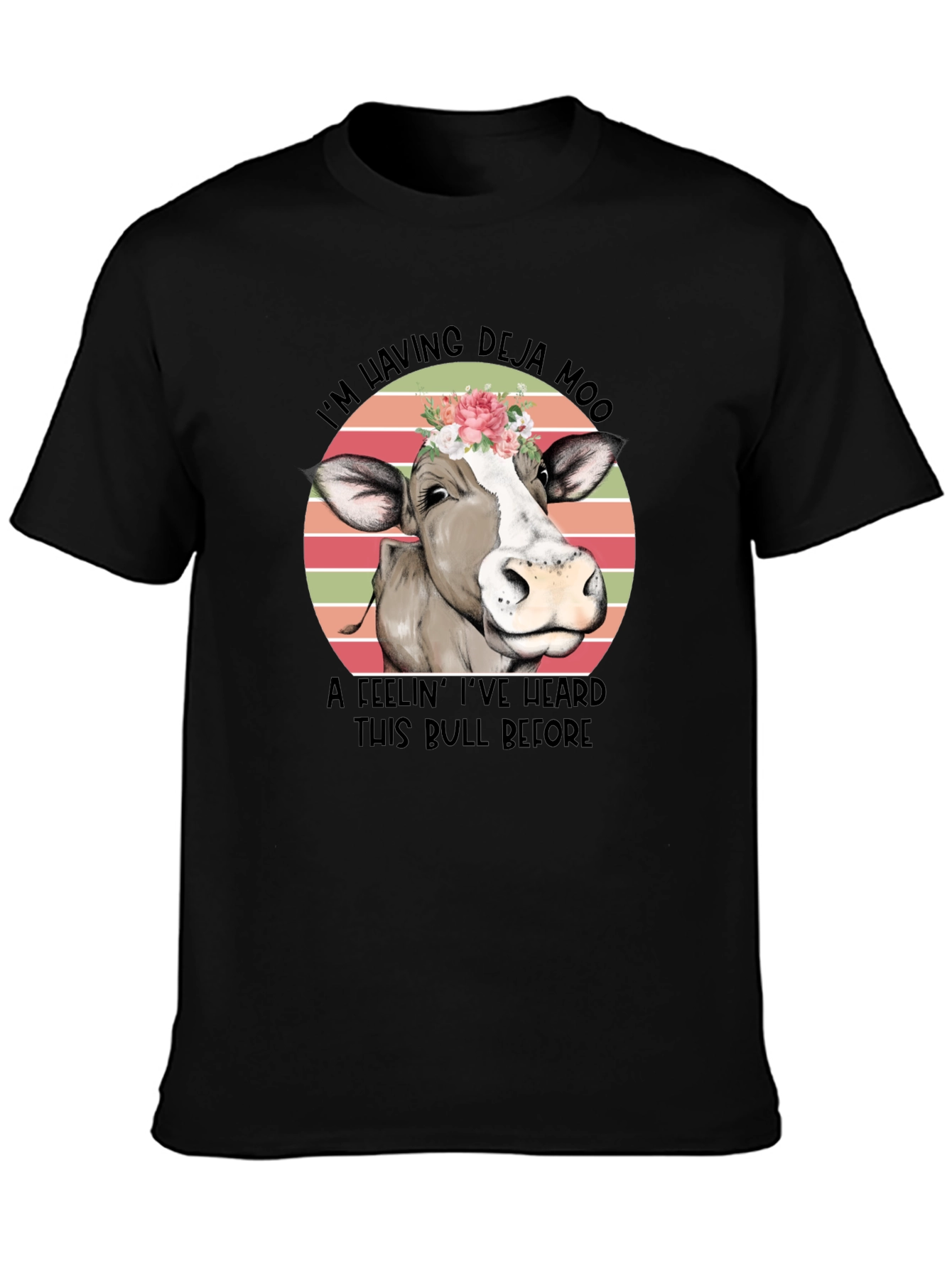 Black Deja Moo Cow Graphic Tee view 3