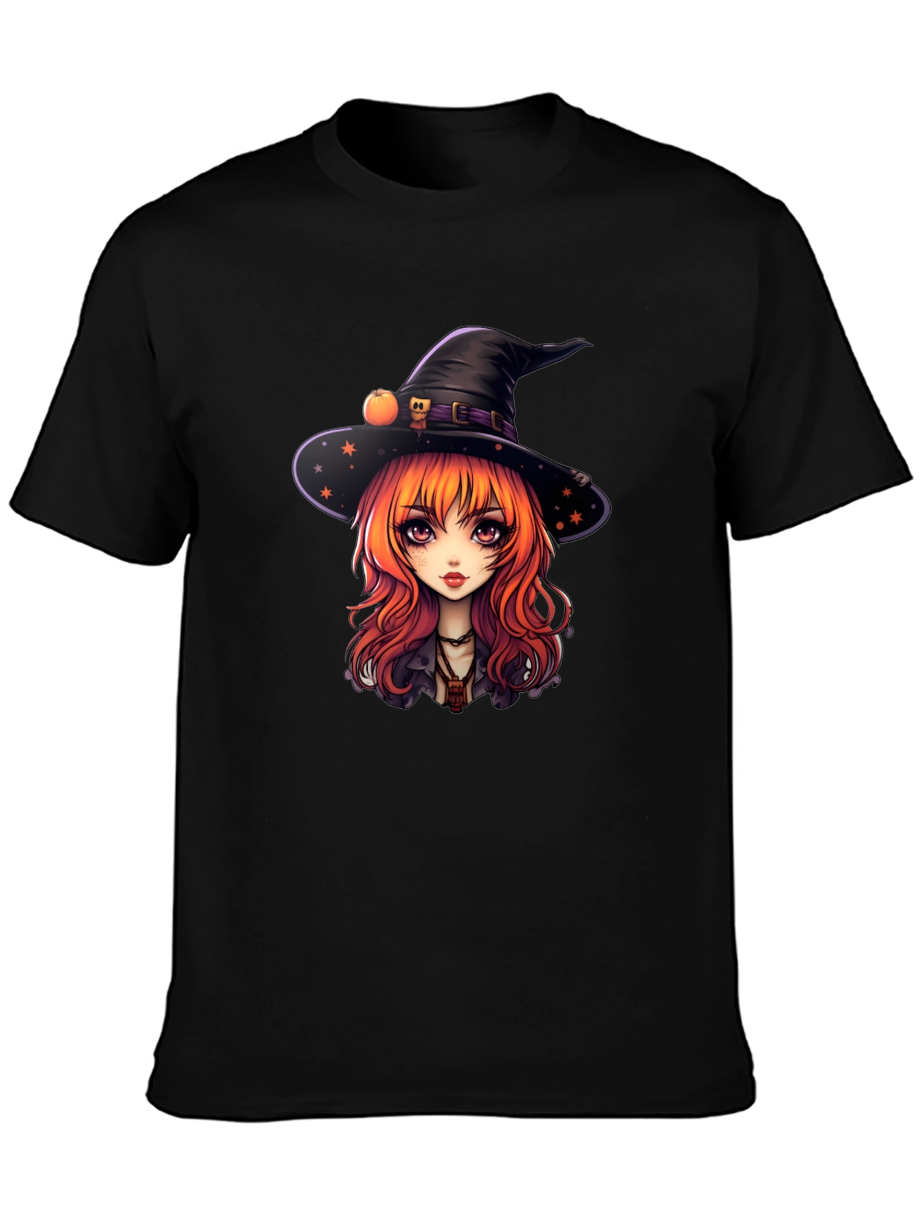 Black Whimsical Witch Girl T-Shirt view 3