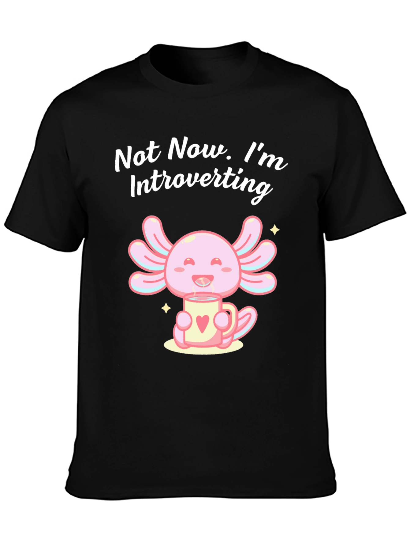 Black Introverting Axolotl Graphic T-Shirt view 3