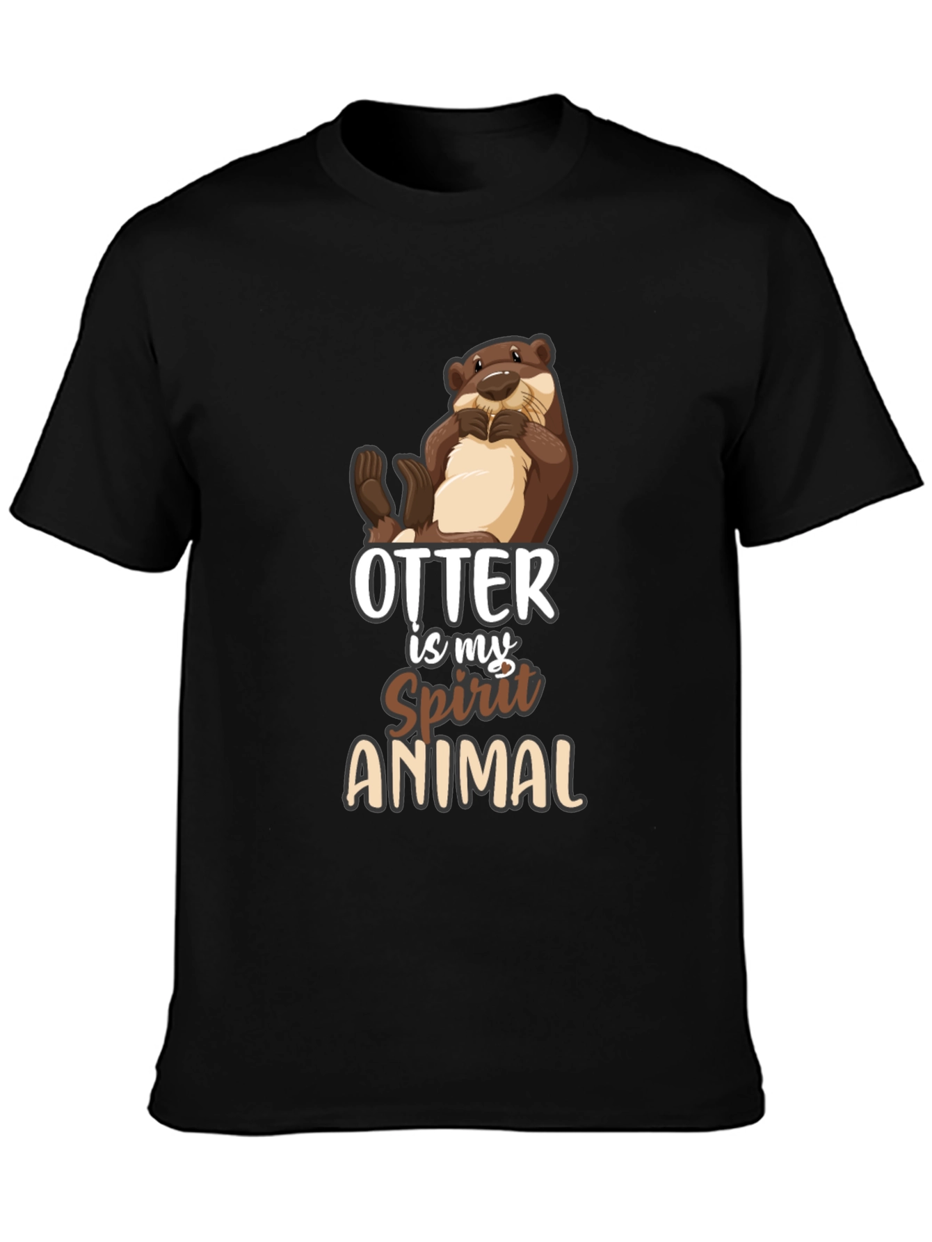 Black Otter Spirit Animal Black T-Shirt view 3