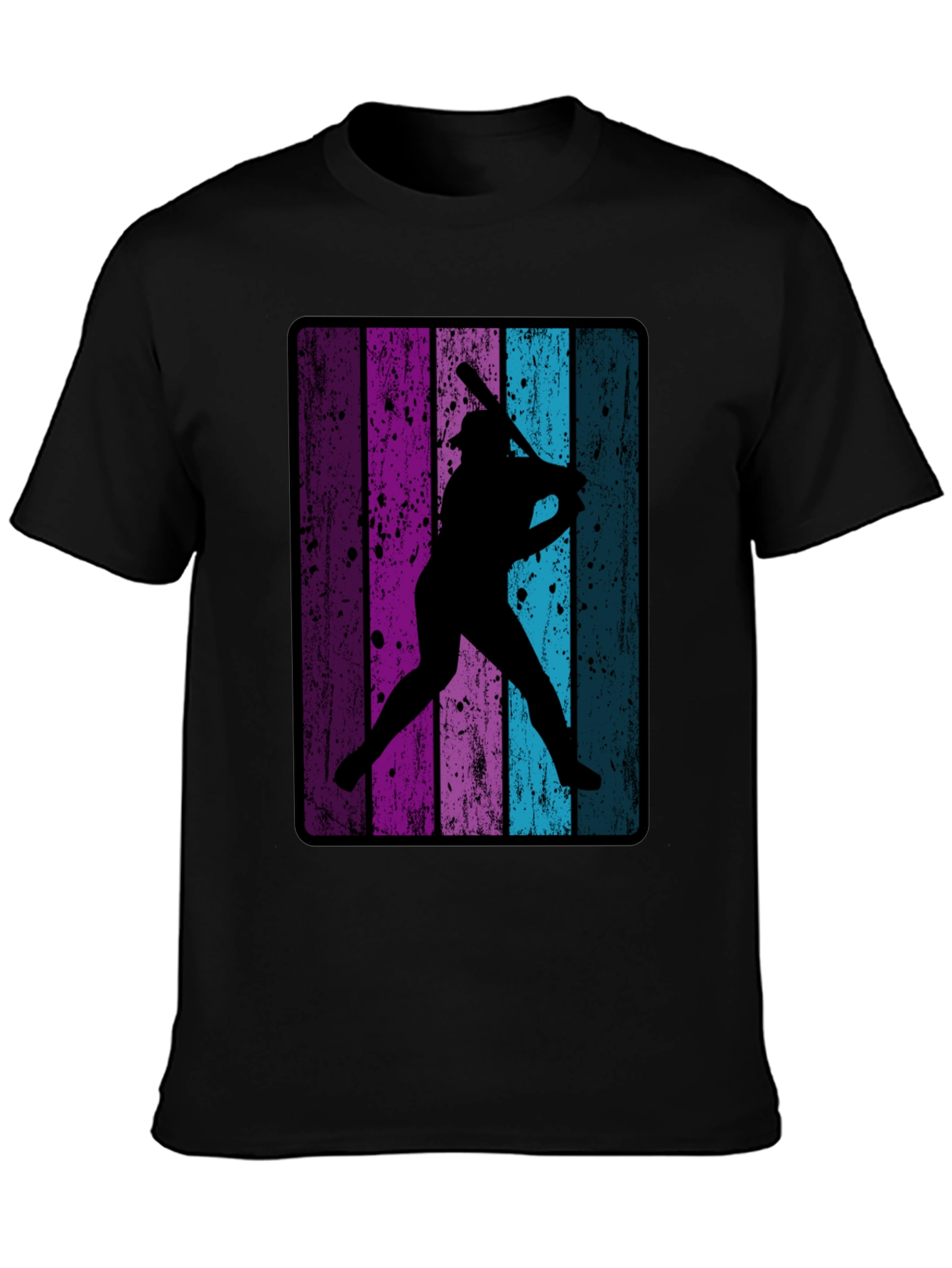 Black Retro Baseball Player T-Shirt view 3