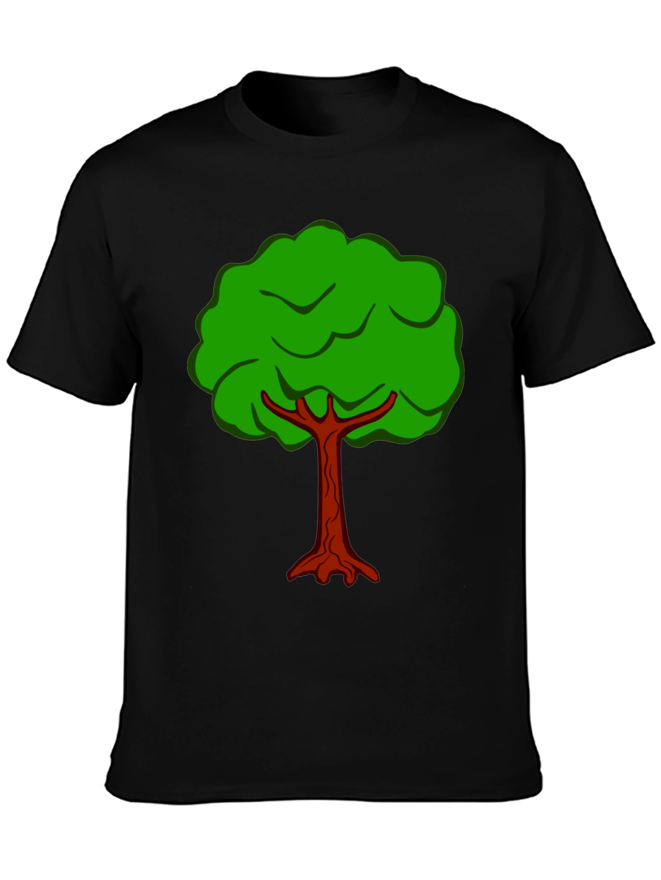 Black Cartoon Tree Graphic Tee - Black Cotton T-Shirt view 3