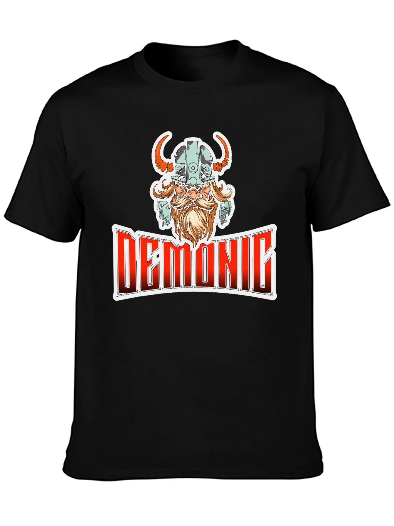 Black Demonic Viking T-Shirt - Black Cotton Blend Tee view 3