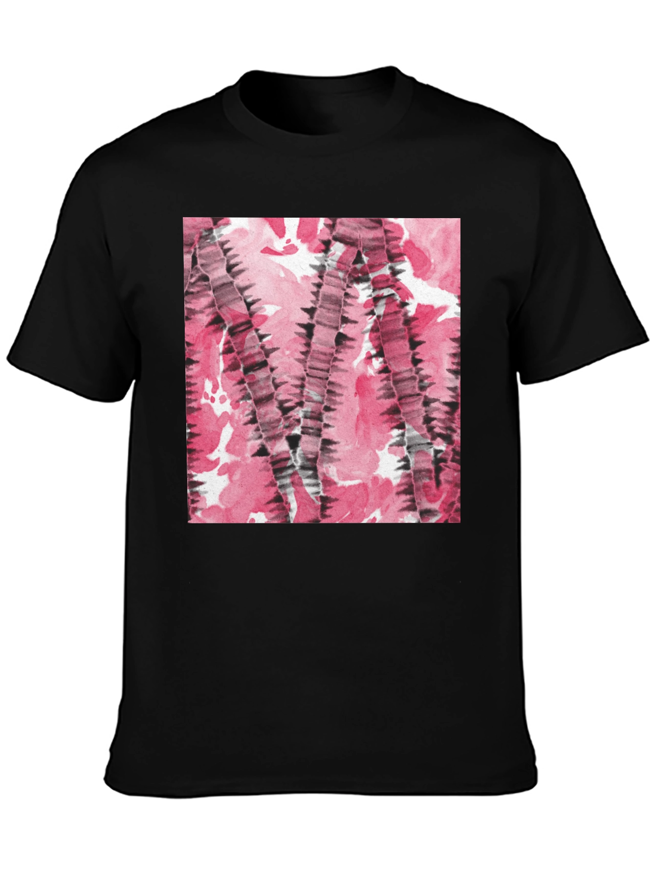 Black Abstract Pink & Black Patterned T-Shirt view 3