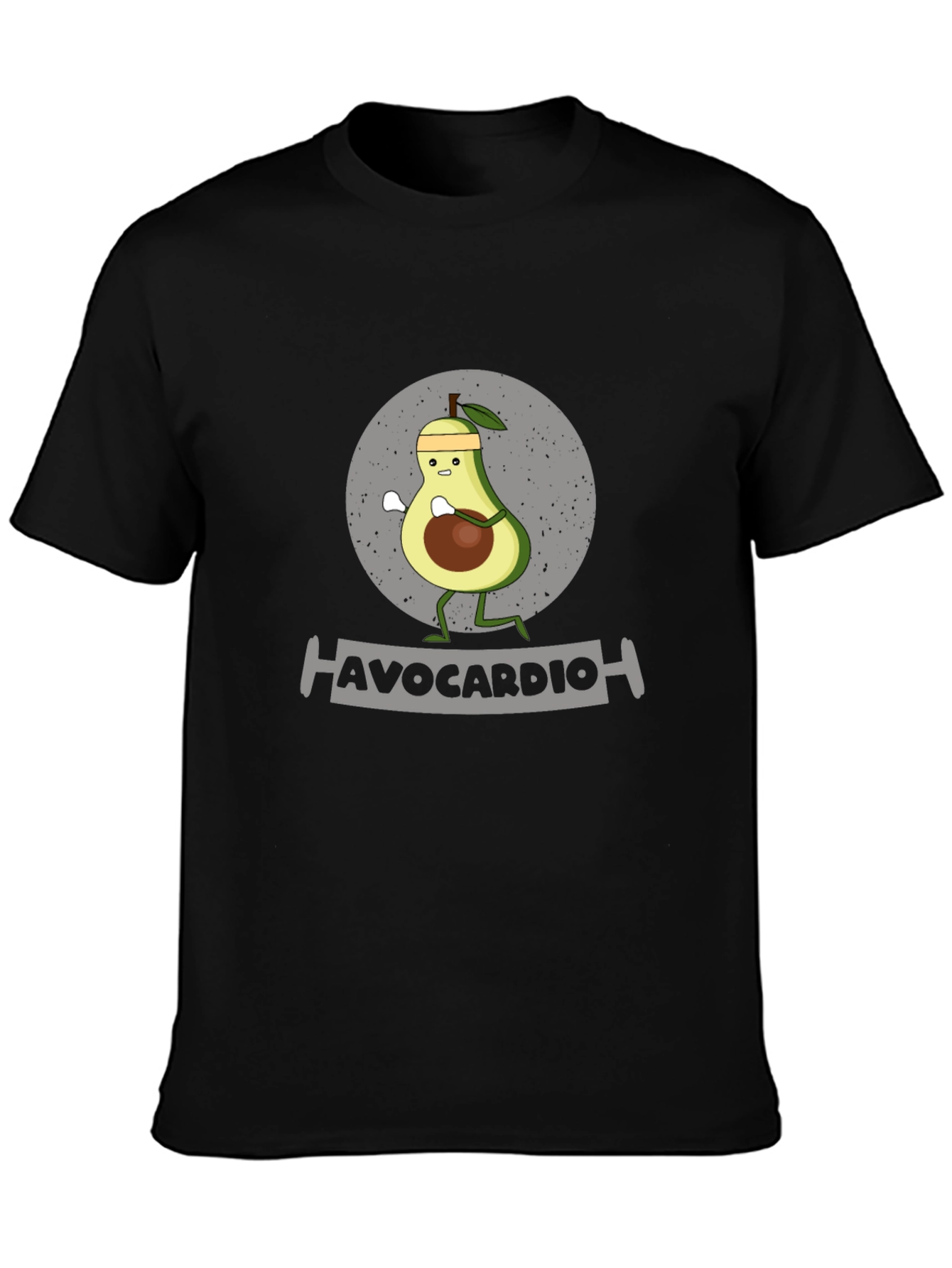 Black Avocardio Funny Avocado Workout Graphic T-Shirt view 3
