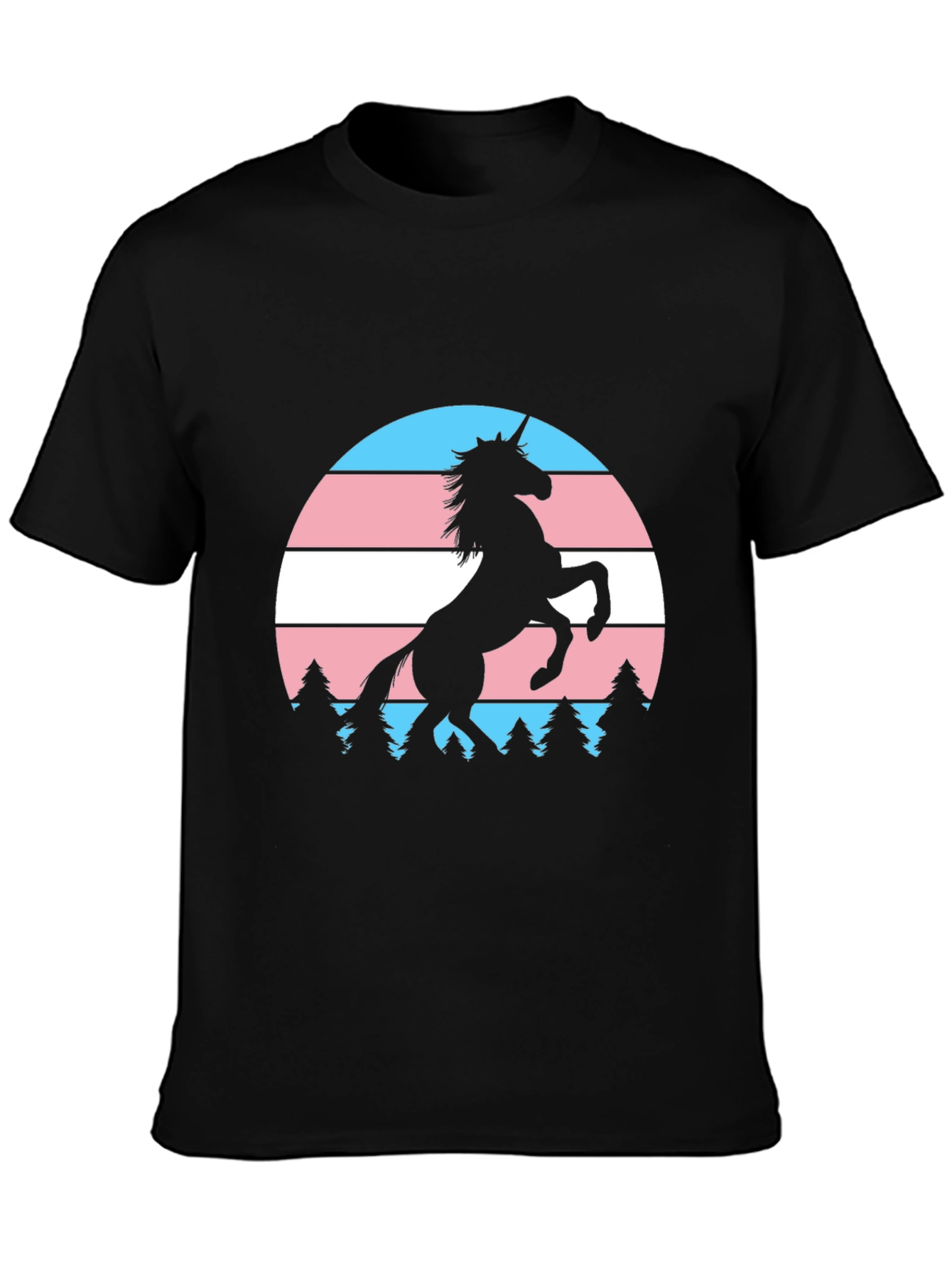 Black Trans Pride Unicorn T-Shirt - Black view 3