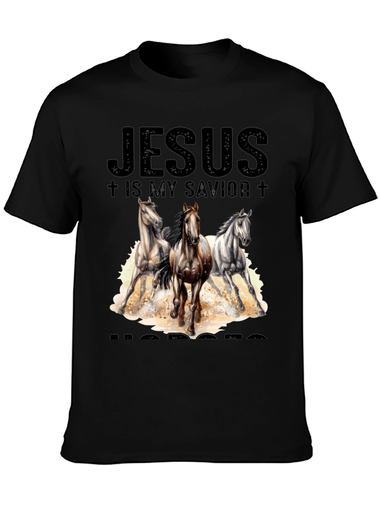Black Jesus is My Savior Horses T-Shirt view 3