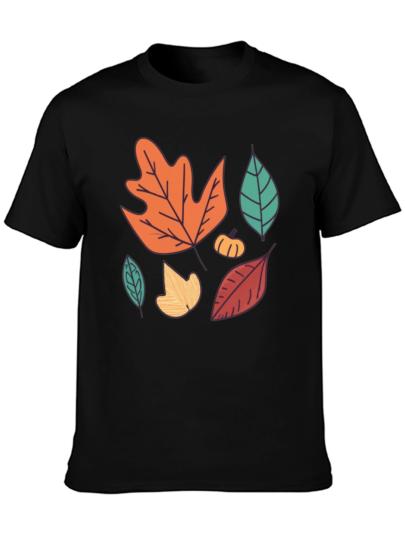 Black Autumn Leaves Graphic Tee - Fall Season Shirt view 3