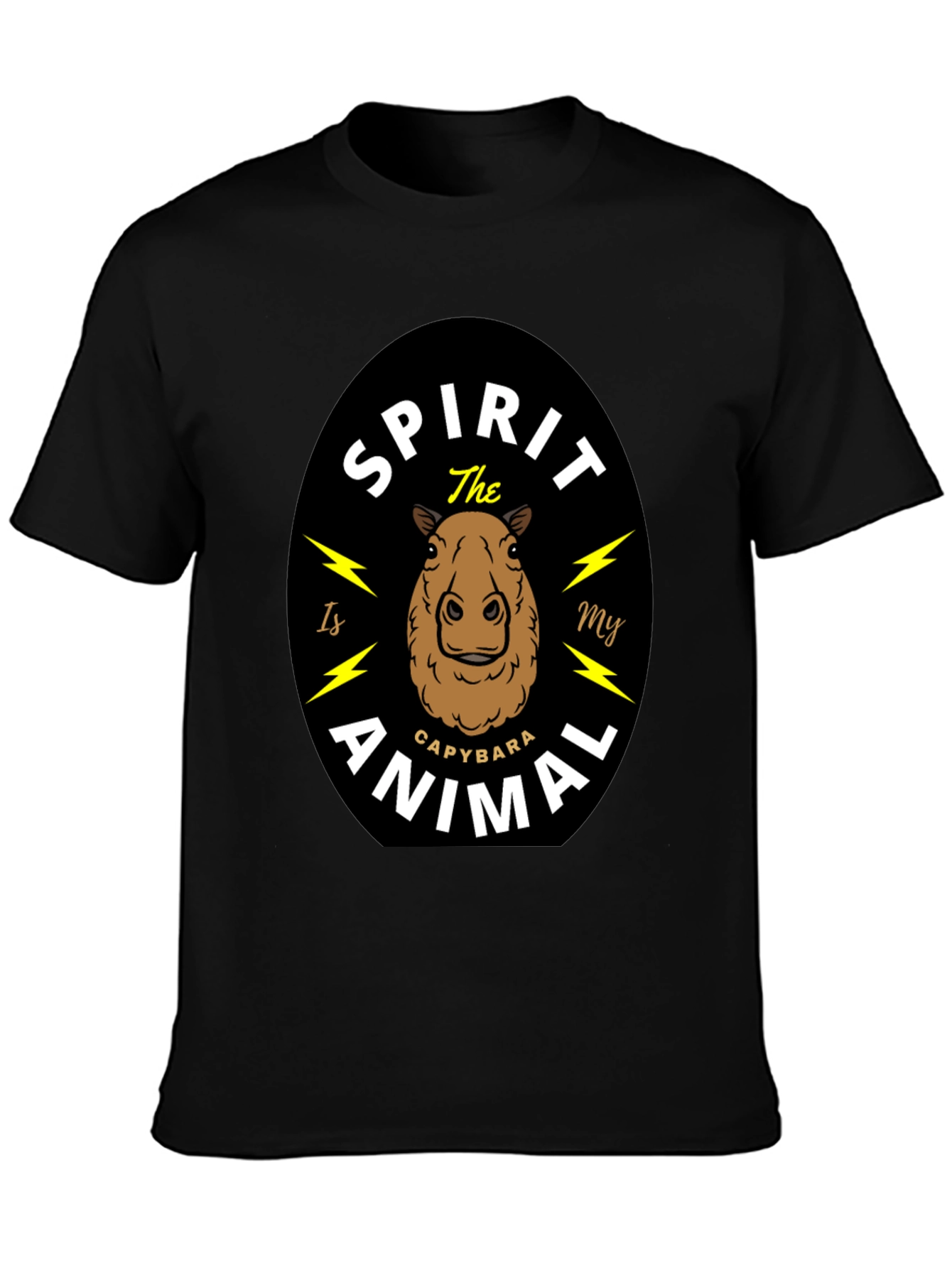 Black Capybara Spirit Animal T-Shirt - Unisex Black Tee view 3