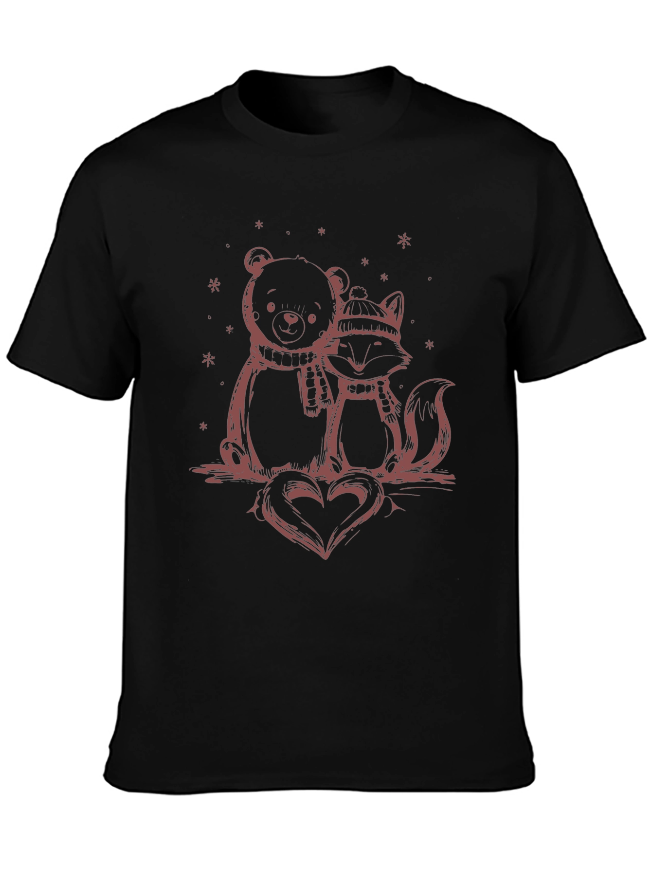 Black Bear and Fox Heart Graphic Tee view 3