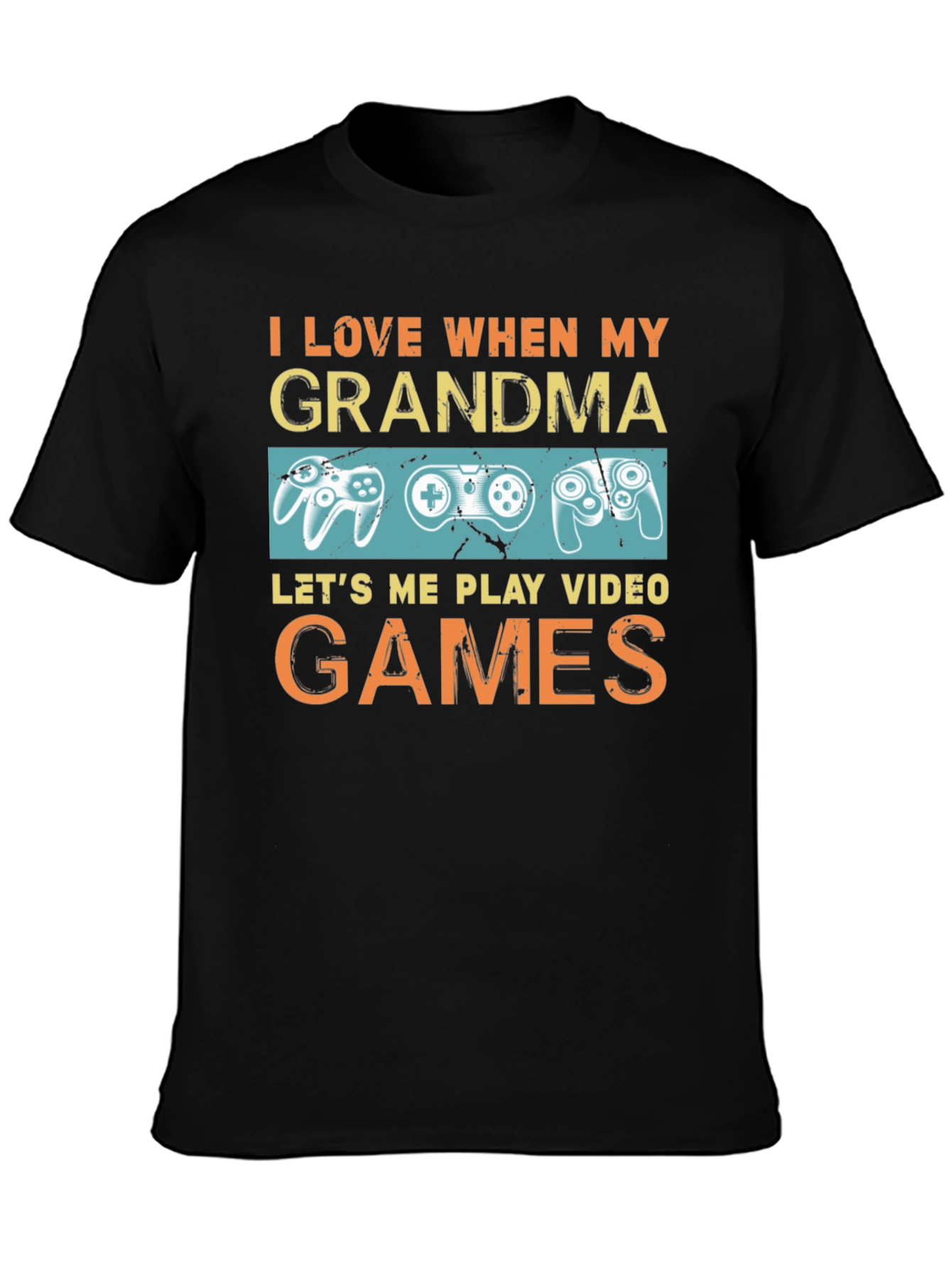 Black I Love When My Grandma Lets Me Play Video Games Black T-Shirt view 3