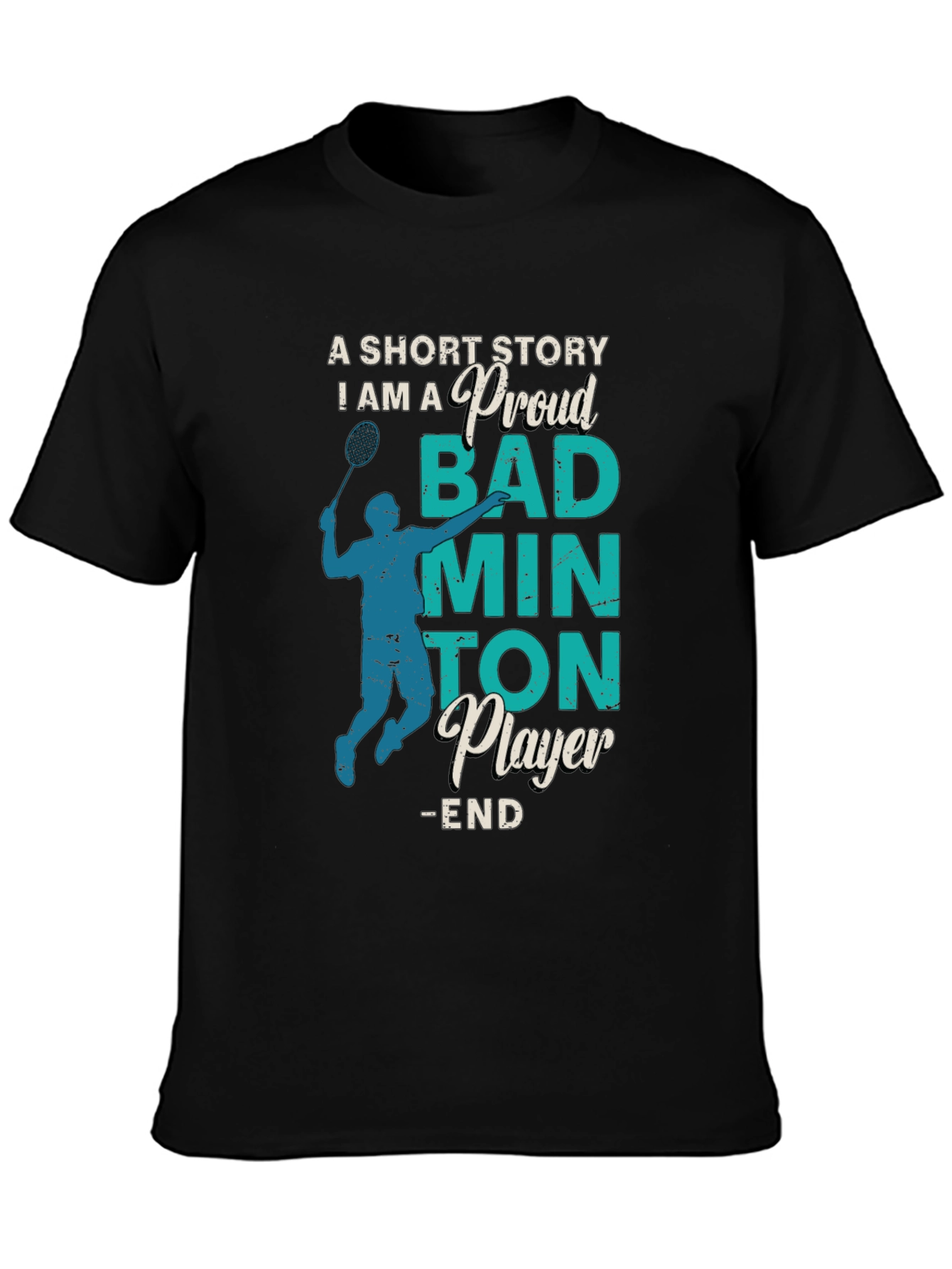 Black Proud Badminton Player Graphic Tee view 3