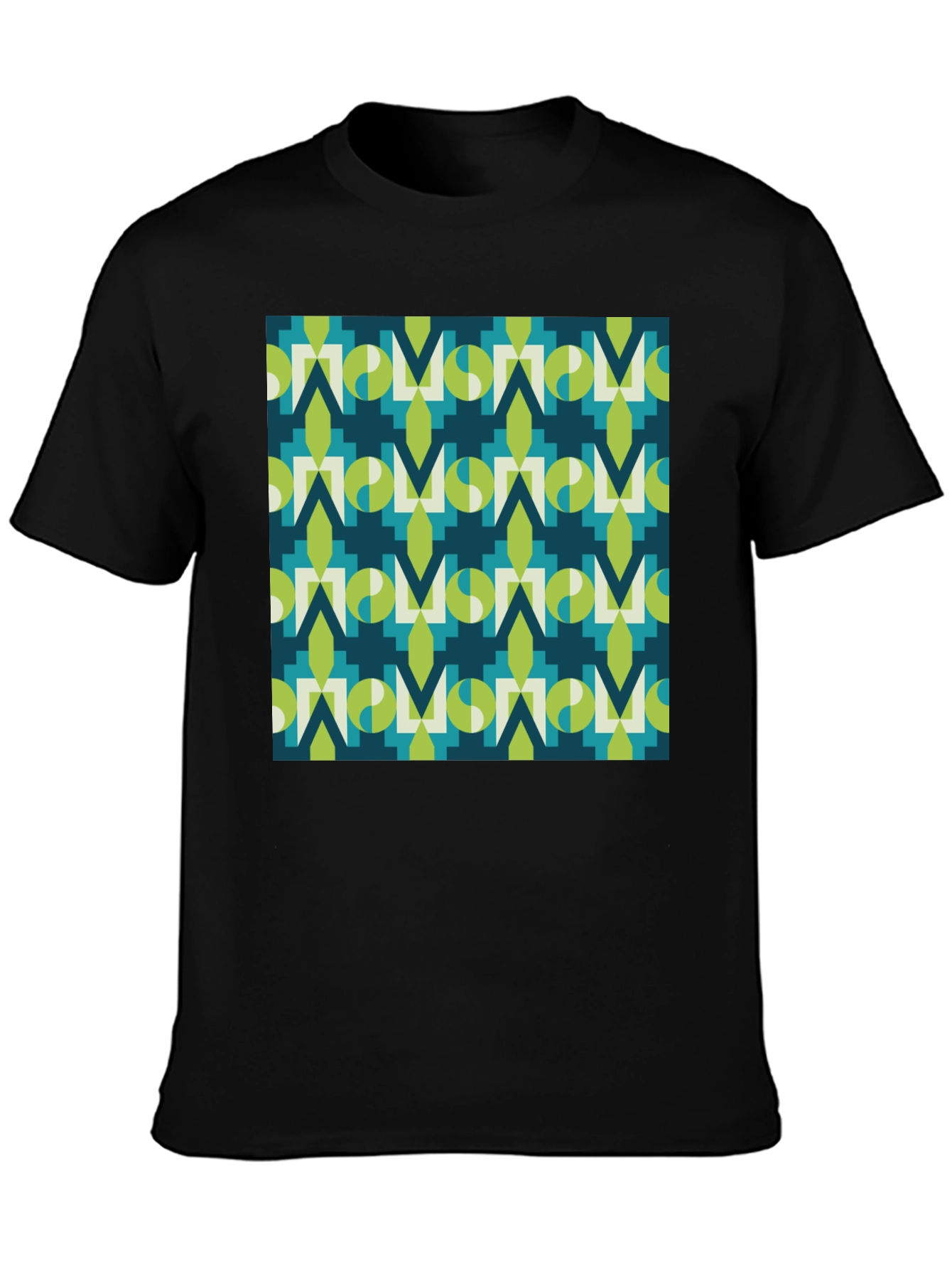 Black Geometric Pattern Tee - Modern Graphic Print view 3