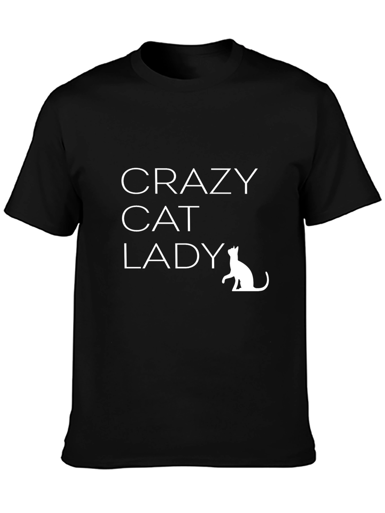 Black Crazy Cat Lady T-Shirt - Unisex Black Tee view 3