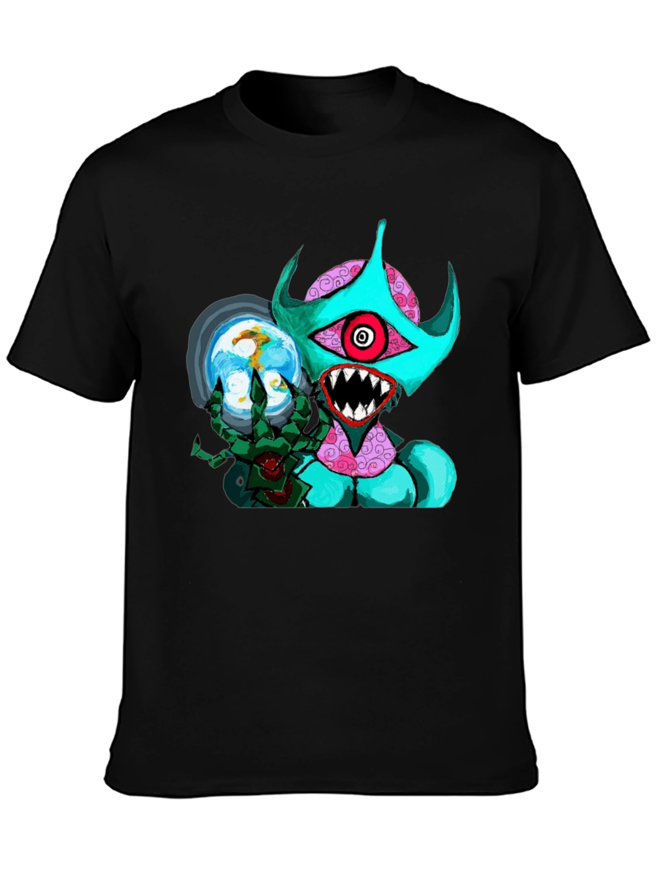 Black Monster Graphic Black T-Shirt - Unique Design view 3