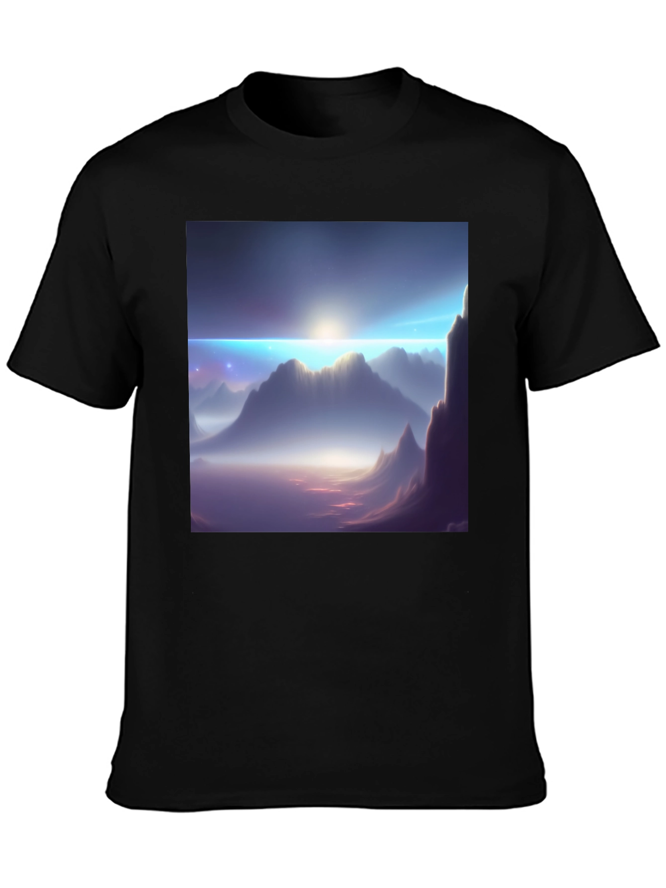 Black Mountainscape Graphic Tee - Black Cotton Blend view 3