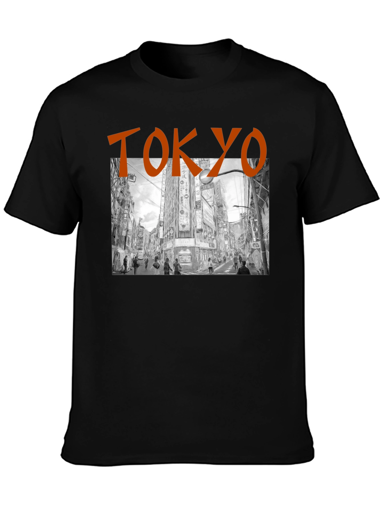 Black Tokyo Cityscape Graphic T-Shirt view 3