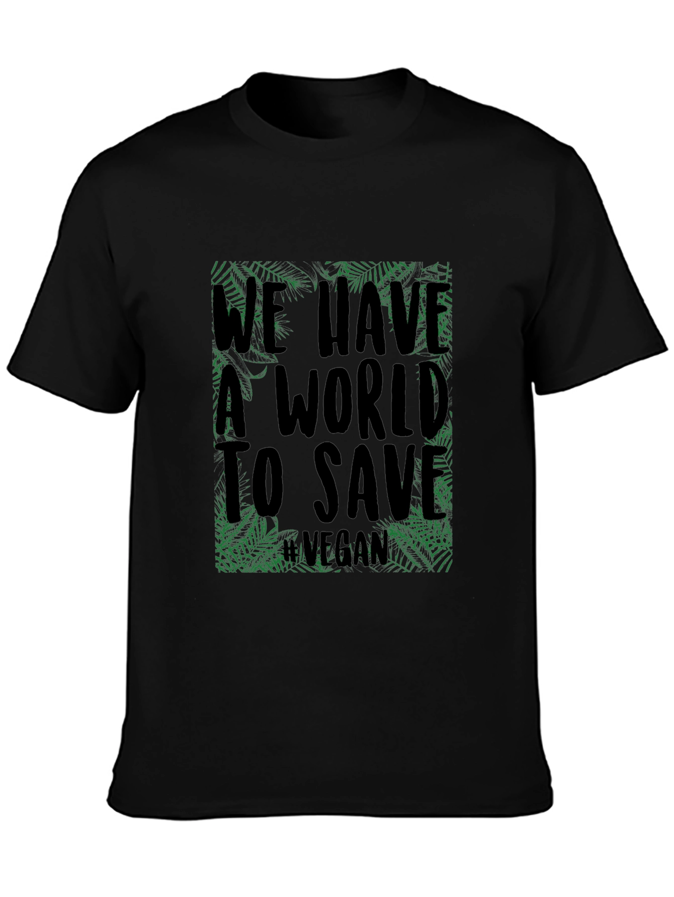 Black Vegan World Save Tee - Eco-Friendly Black T-Shirt view 3