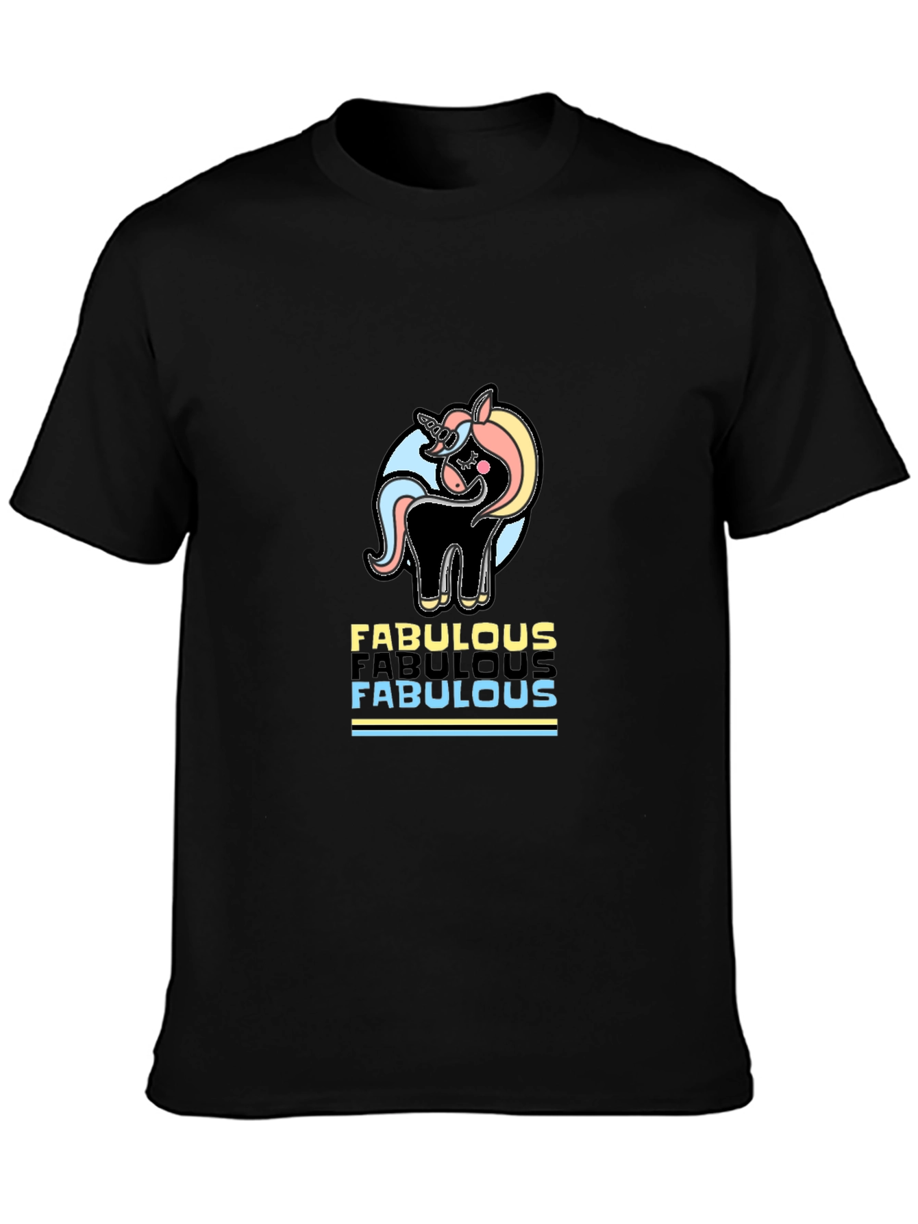 Black Fabulous Unicorn Graphic Tee - Black Cotton Comfort view 3