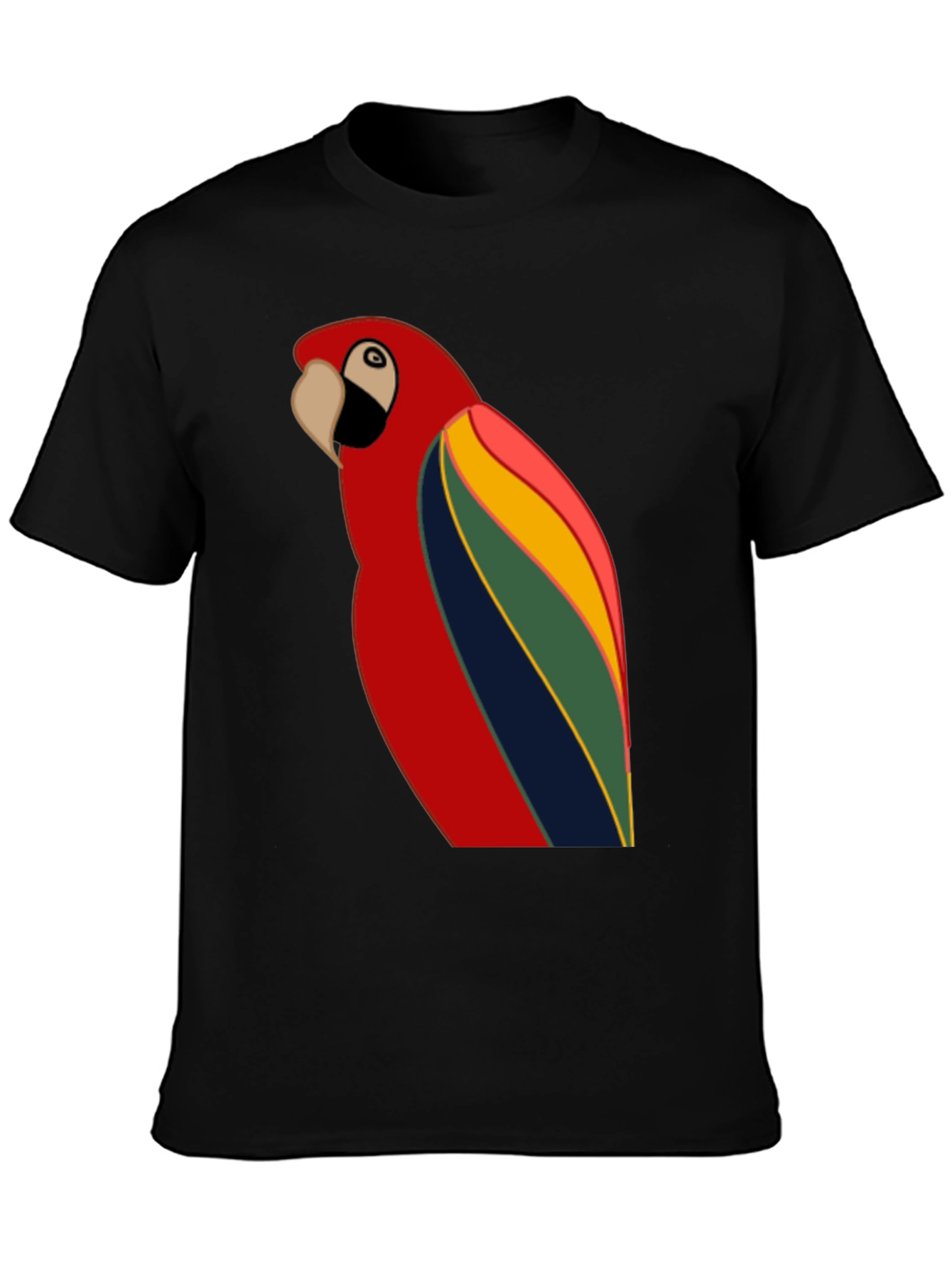 Black Parrot Graphic T-Shirt - Black Crew Neck Tee view 3