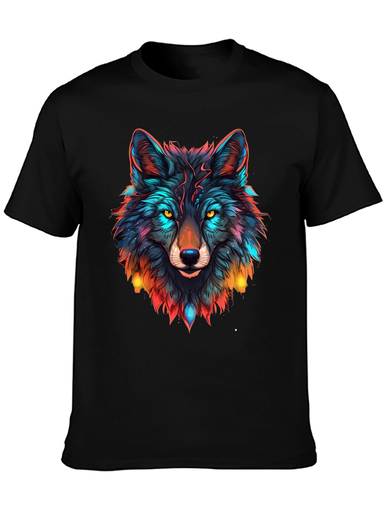 Black Wolf Graphic Black T-Shirt - Vibrant Animal Design view 3