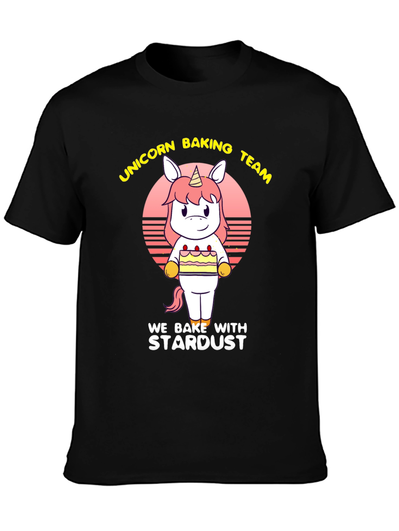 Black Unicorn Baking Team Black T-Shirt view 3