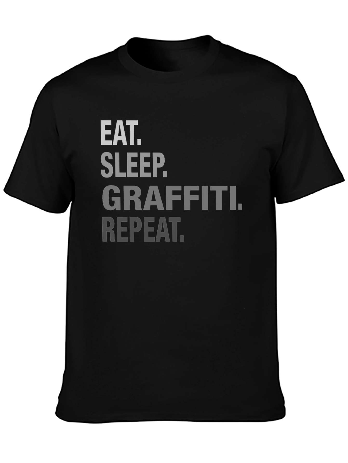 Black Eat Sleep Graffiti Repeat Black T-Shirt view 3