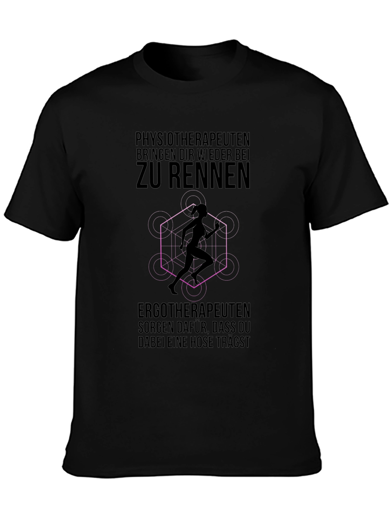 Black Physiotherapist Running T-Shirt: Funny Therapy Gift view 3