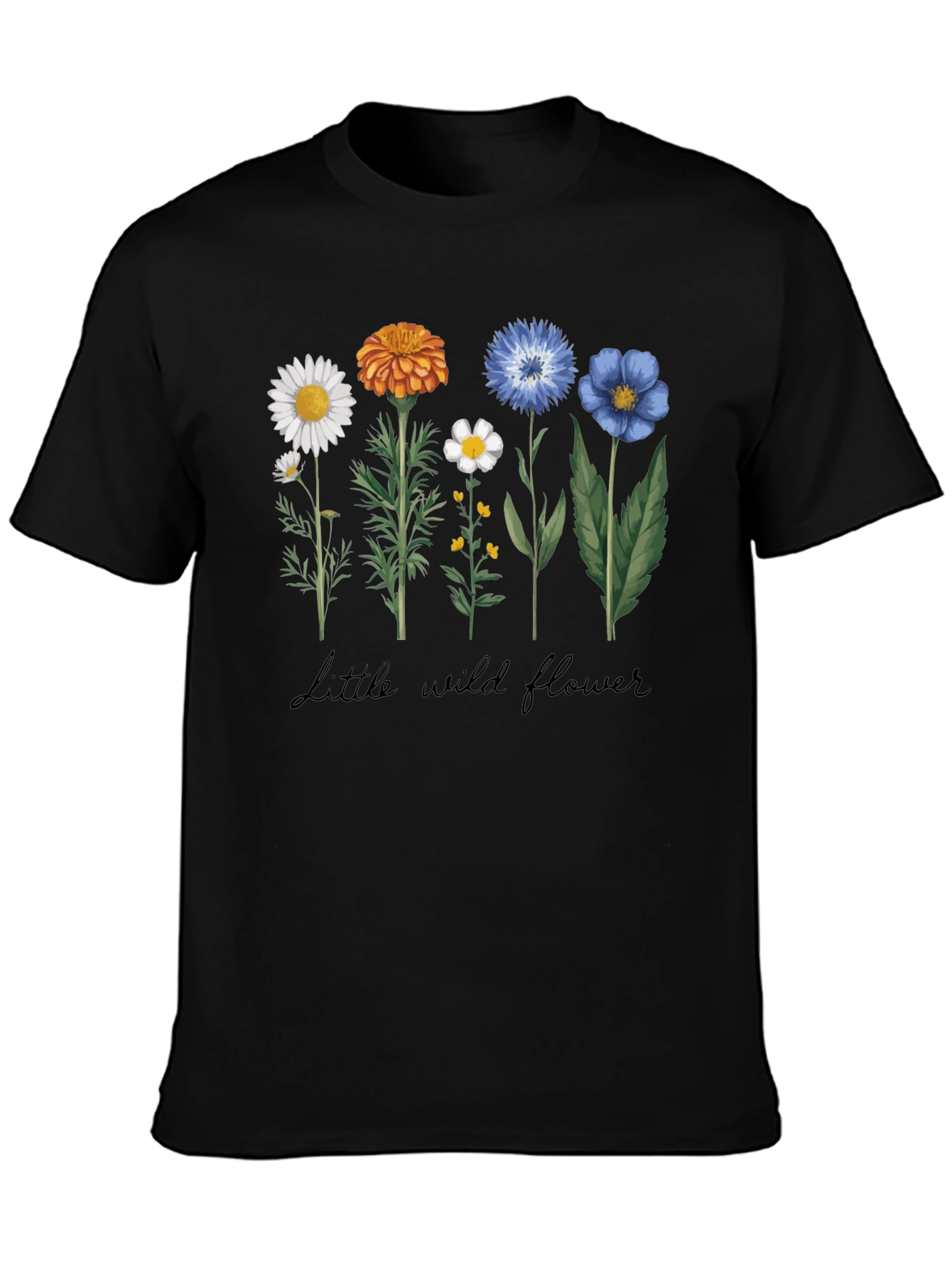 Black Wildflower Graphic T-Shirt - Botanical Tee view 3