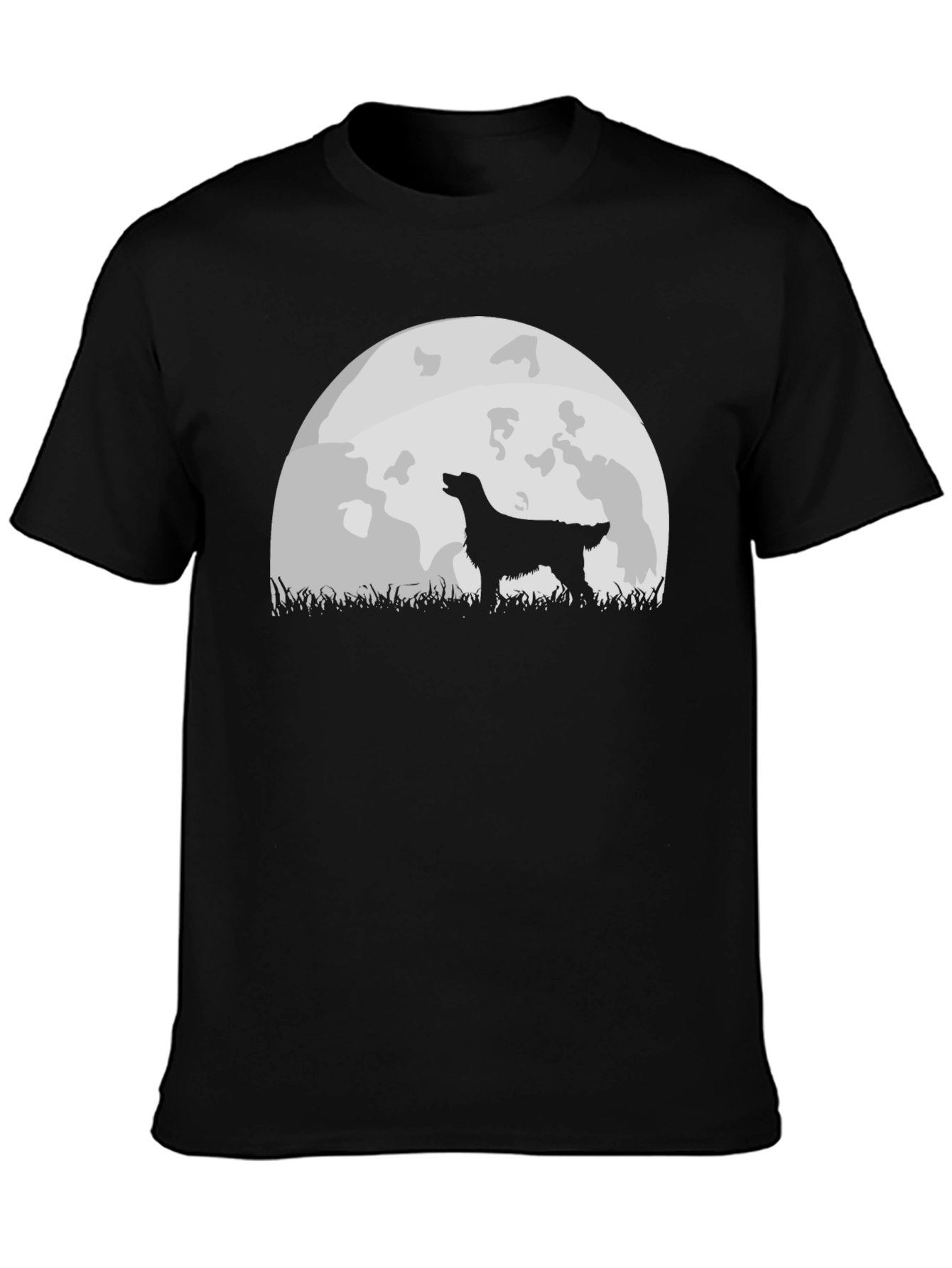 Black Dog Howling at Moon Graphic Tee - Black view 3