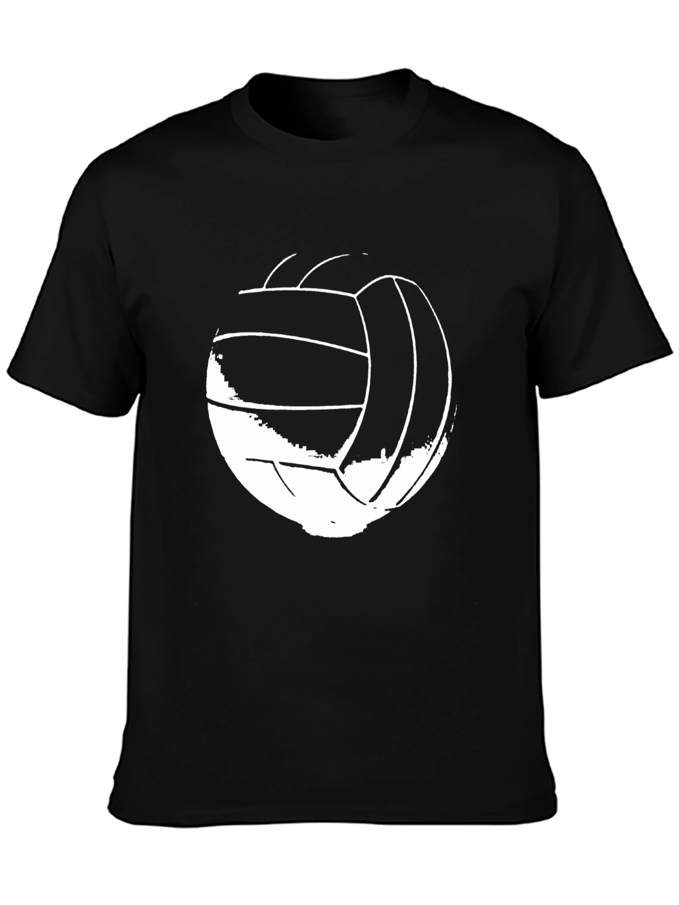 Black Volleyball Graphic Tee - Black Crew Neck view 3