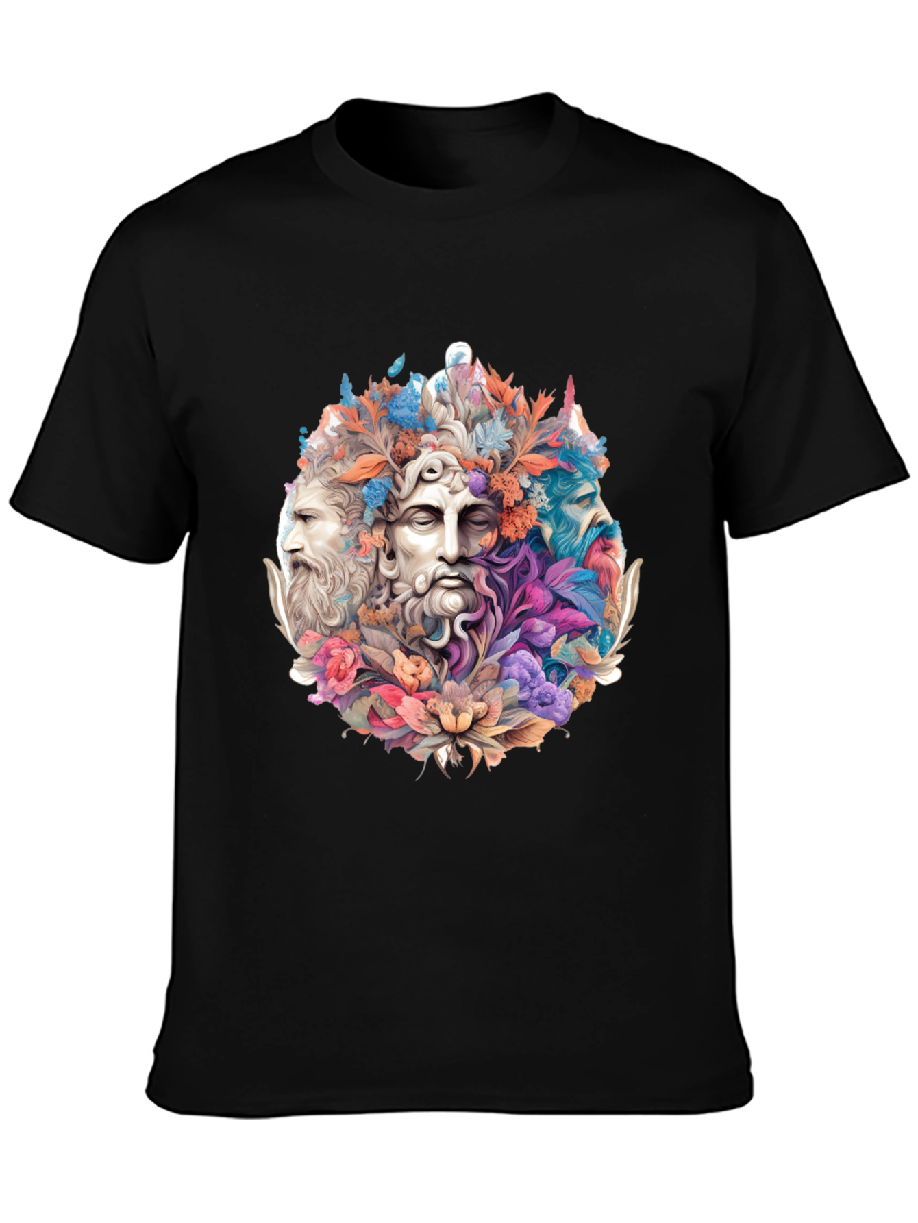 Black Floral Bust T-Shirt - Artistic Design view 3