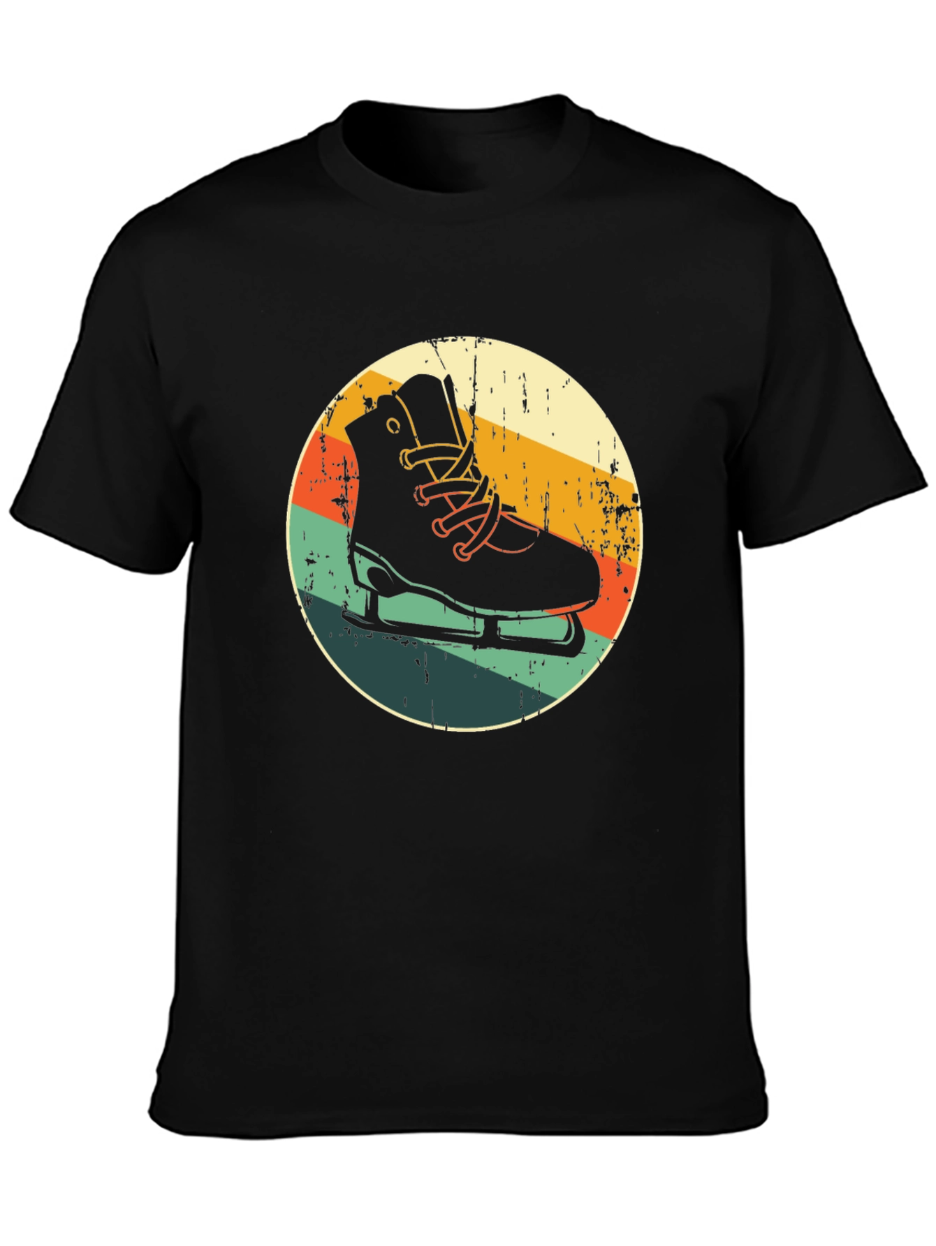 Black Retro Ice Skate Graphic Tee - Vintage Style Skating Shirt view 3