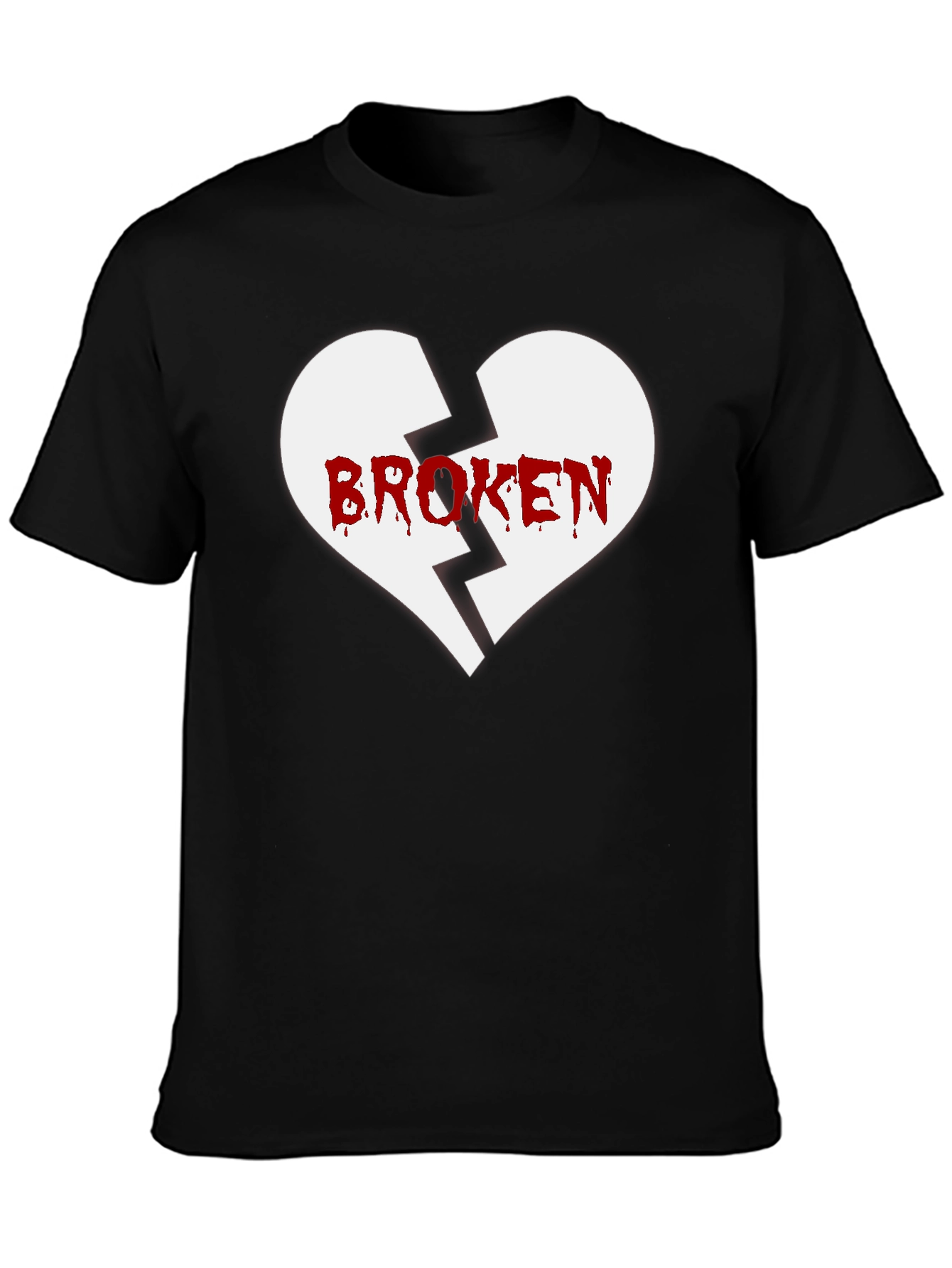 Black Broken Heart Graphic Tee - Men's Black T-Shirt view 3