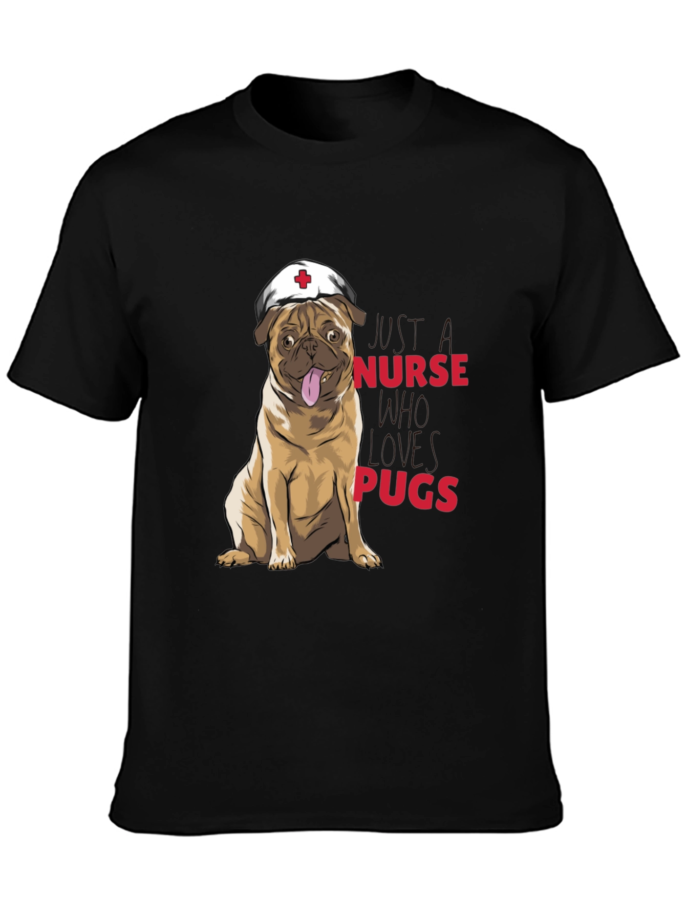 Black Nurse Pugs Graphic T-Shirt - Cute Dog Lover Tee view 3