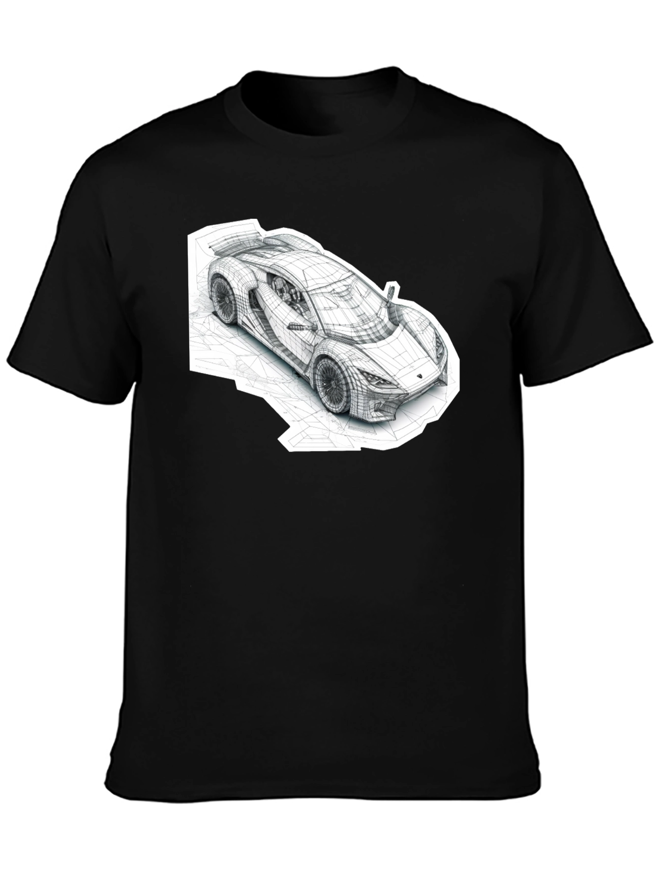 Black Abstract Car Design Black T-Shirt view 3