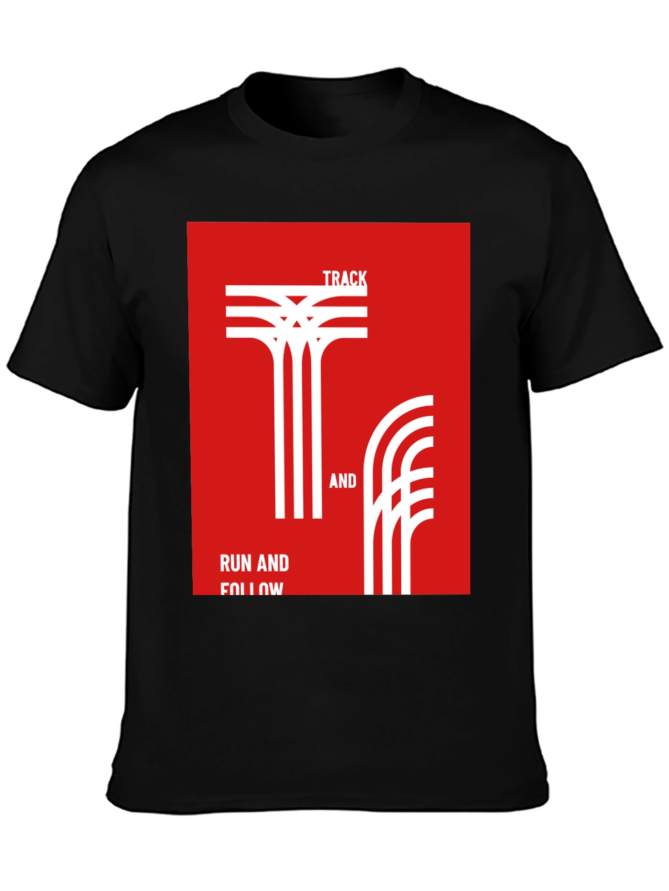 Black Track & Field Graphic T-Shirt - Run and Follow Tee view 3