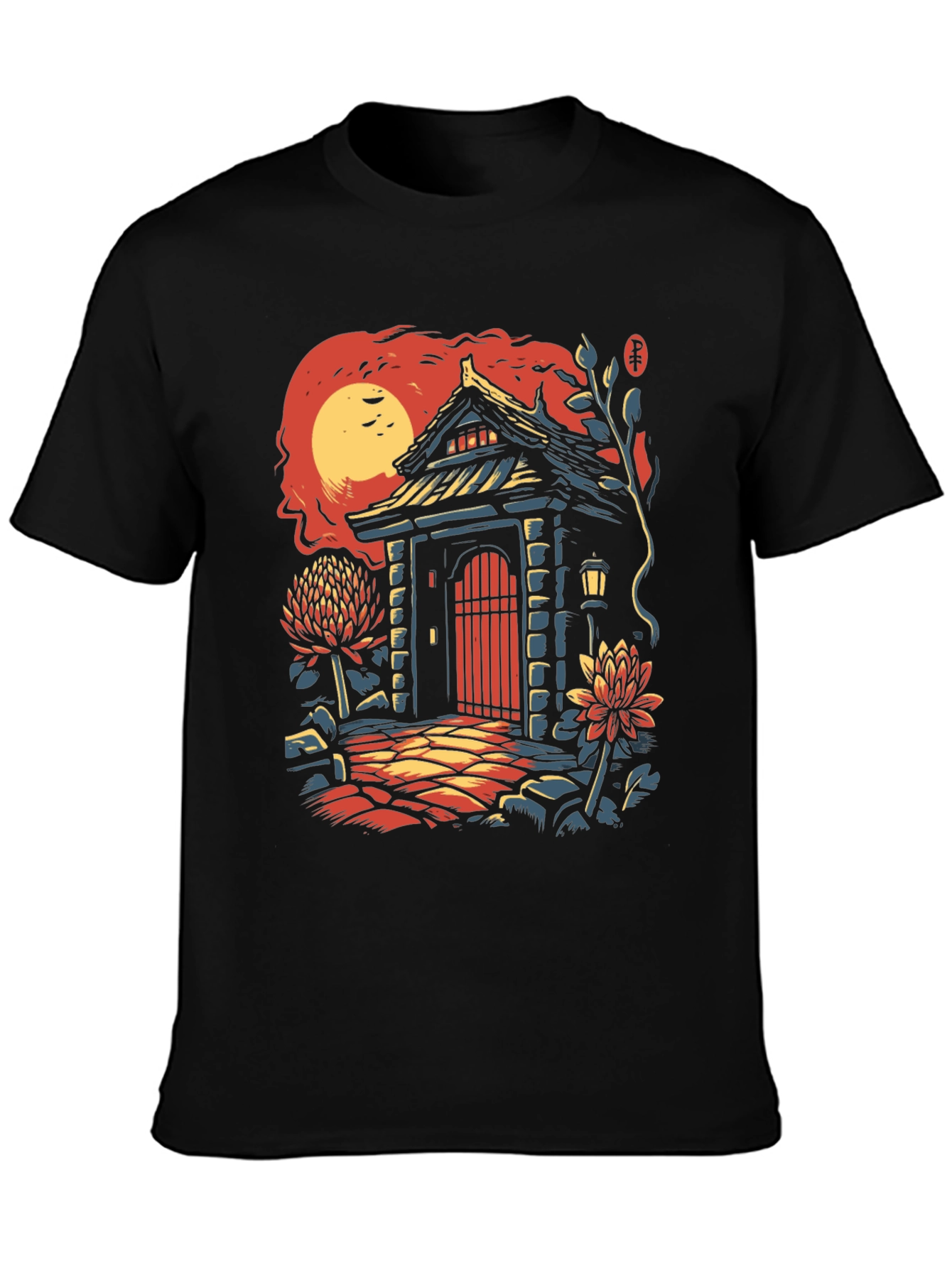 Black Japanese Gate T-Shirt - Unique Graphic Tee view 3