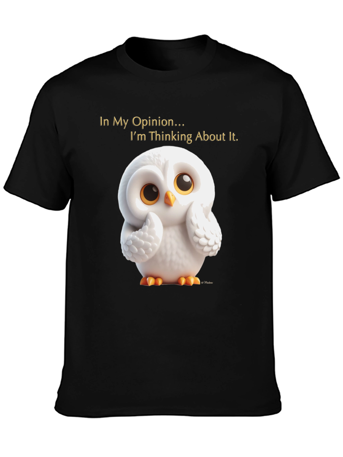 Black Thinking Owl T-Shirt - Men's Black Graphic Tee view 3