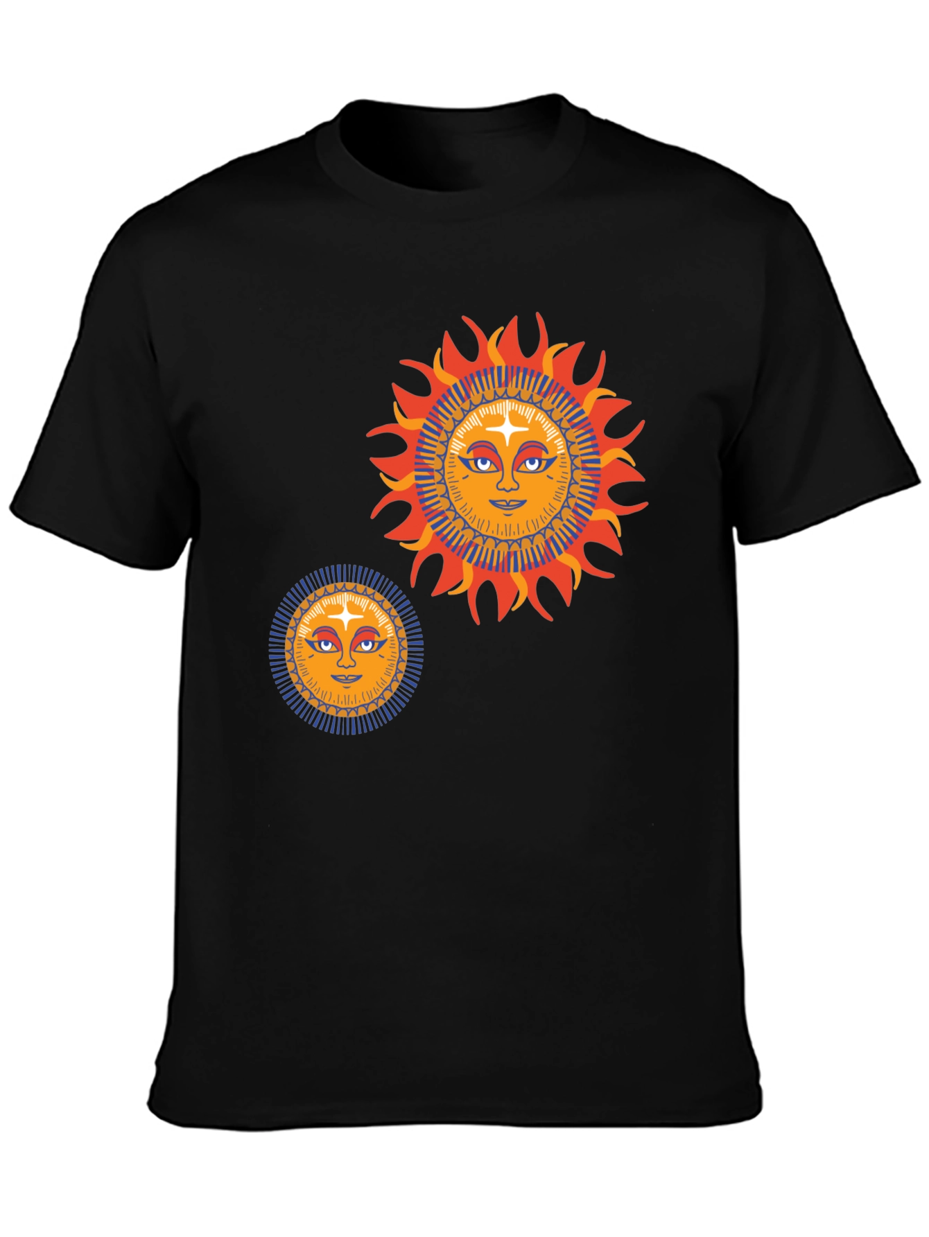 Black Sun Graphic Tee - Retro Style Black T-Shirt view 3