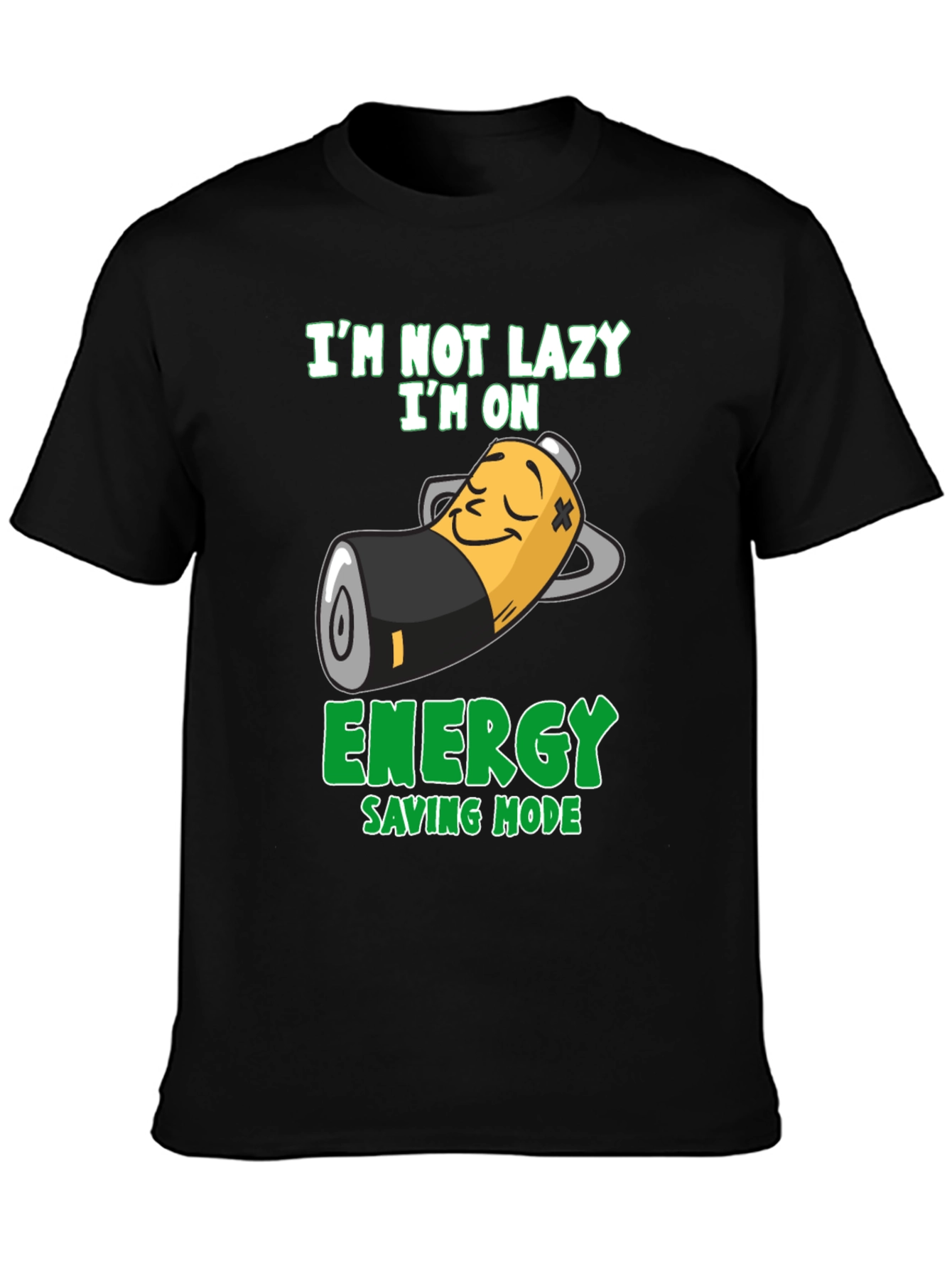 Black Lazy Mode T-Shirt - Energy Saving Mode Graphic Tee view 3